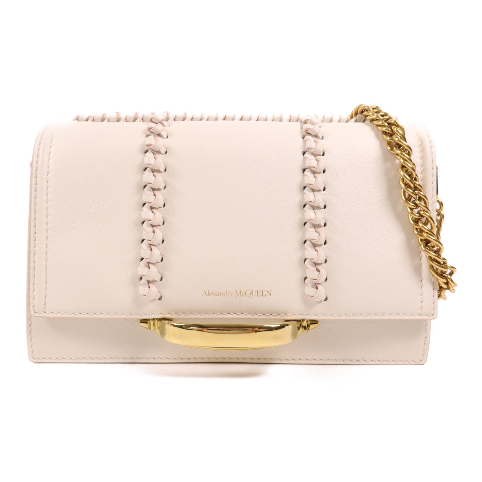Alexander McQueen 牛皮皮革Chain Shoulder金扣鏈帶肩背袋