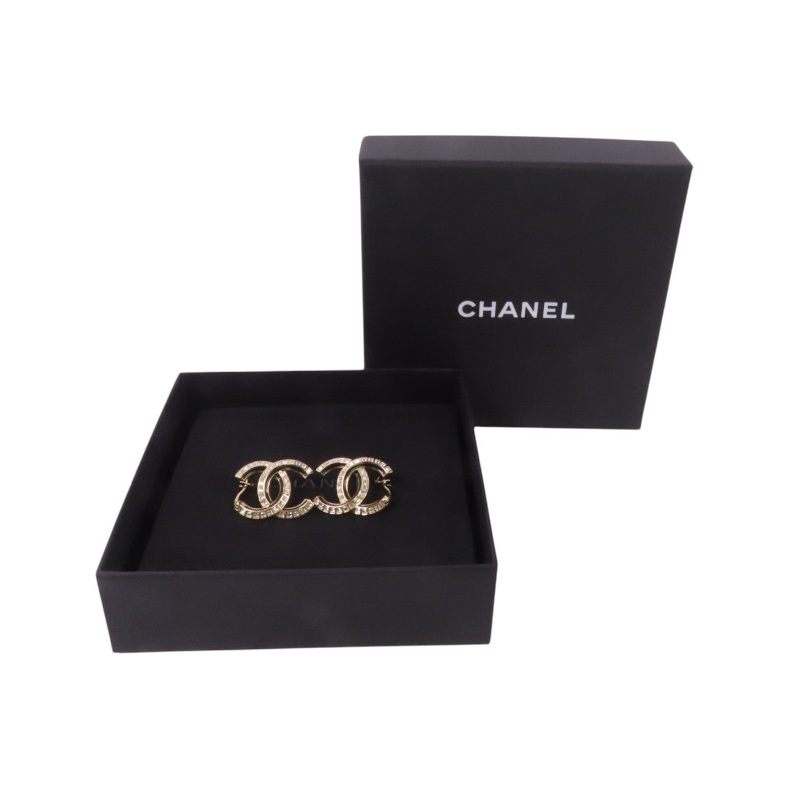 CHANEL 金屬/水鑽CC Earrings金扣耳環