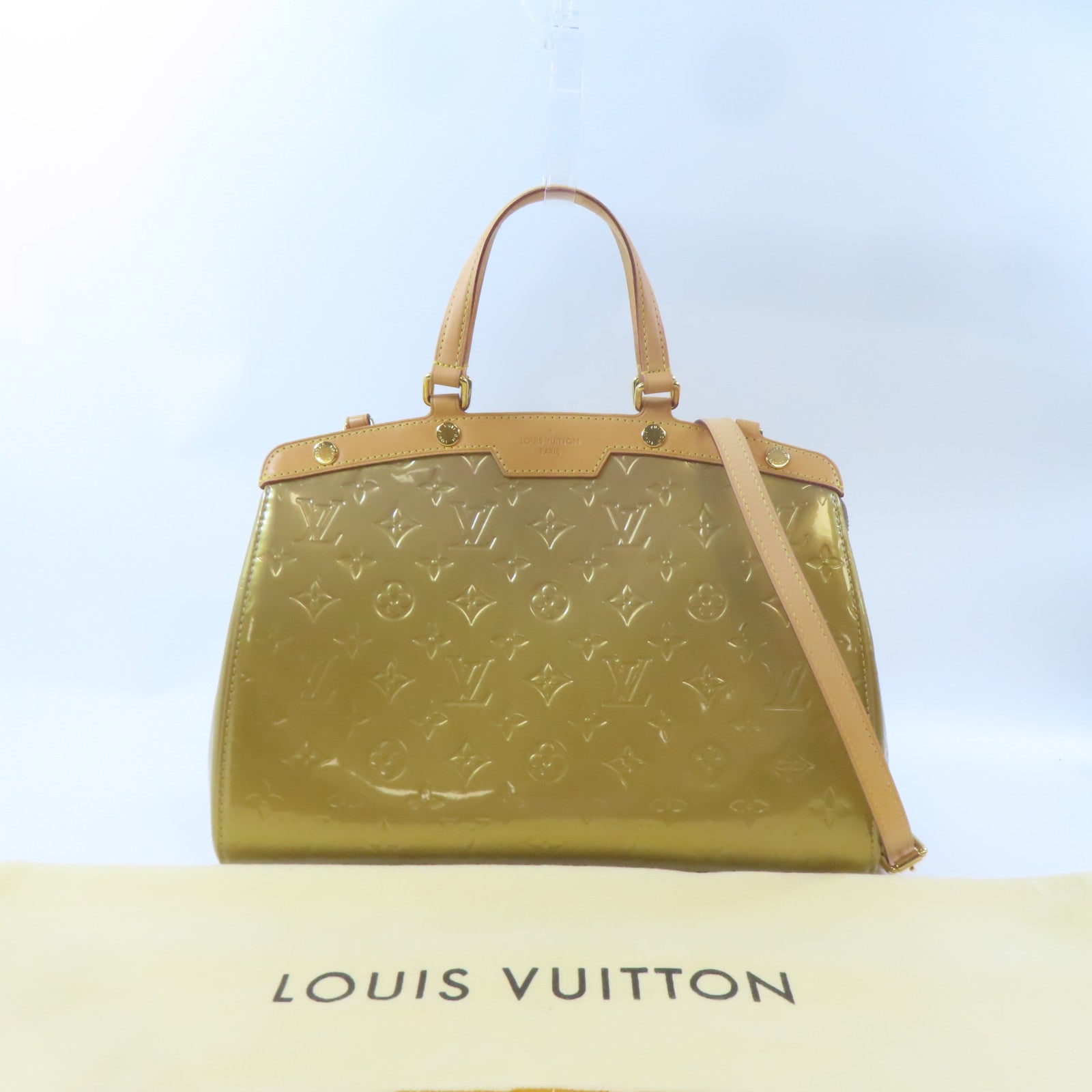 LOUIS VUITTON Vernis Brea金扣手挽肩背兩用袋金黃色