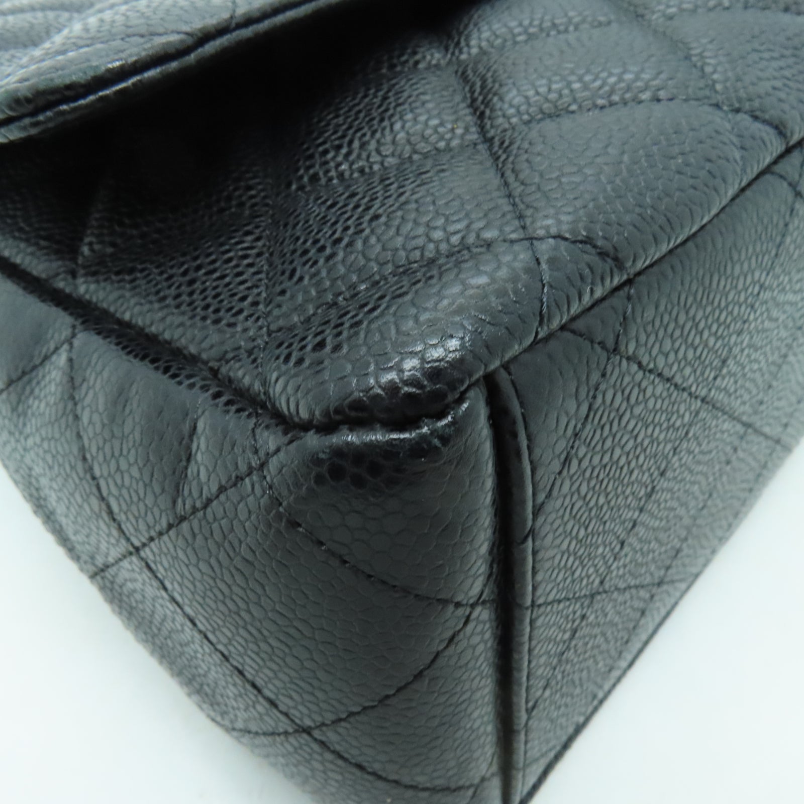 CHANEL 【激減優惠】菱格牛皮皮革Classic銀扣鏈帶肩背袋黑色
