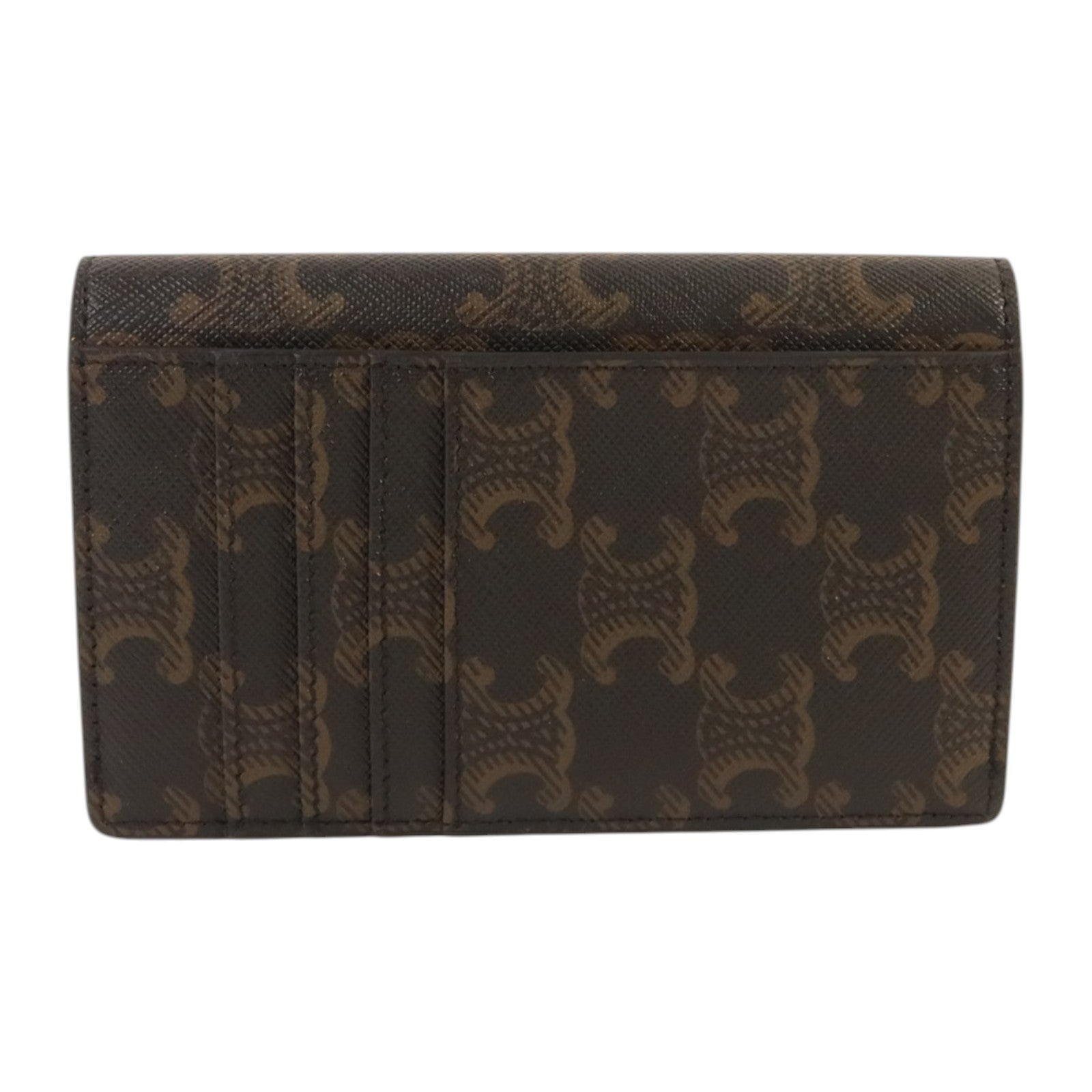 CELINE Triomphe帆布Flap Long Card Holder金扣卡片套