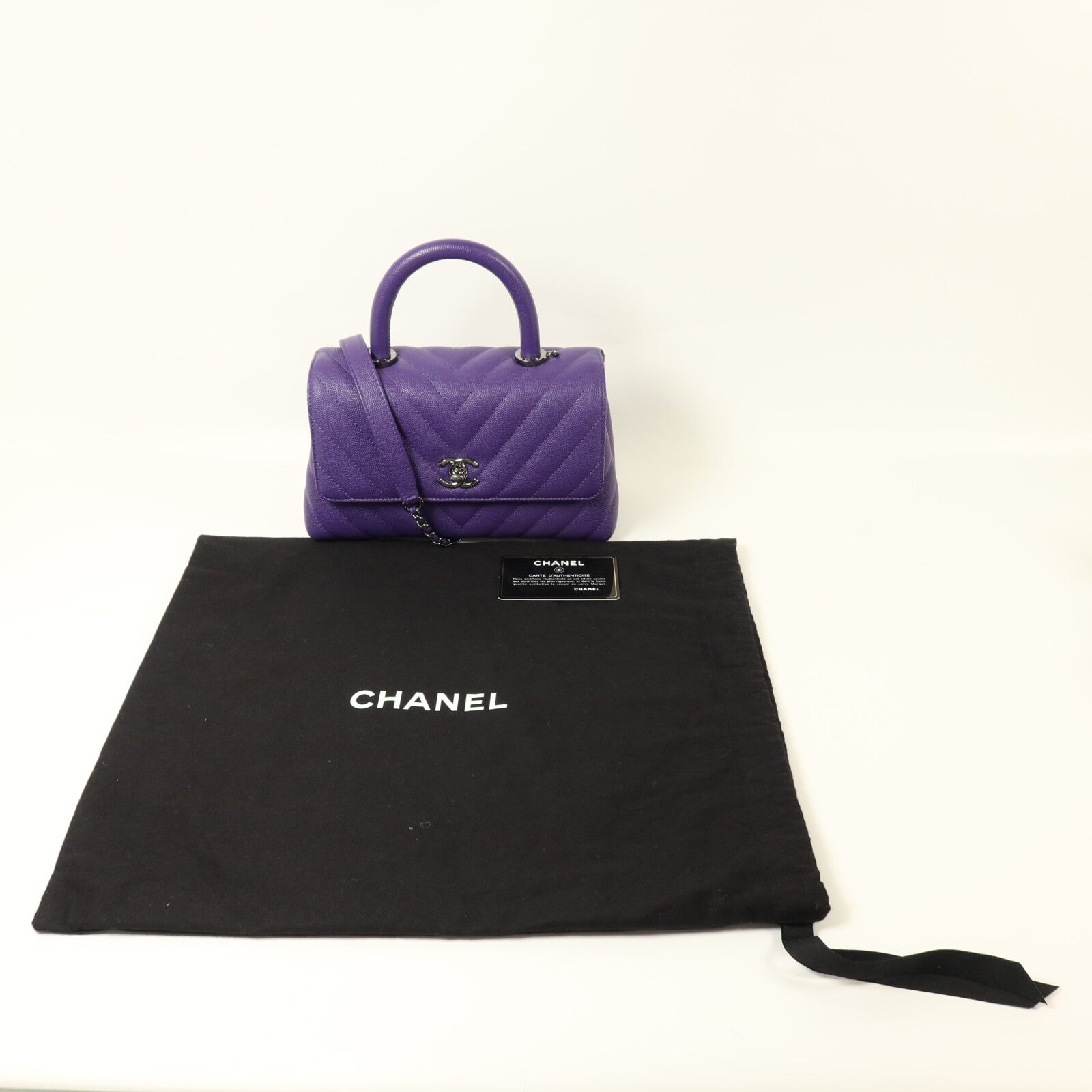 CHANEL 【激減優惠】牛皮皮革Coco Handle銀扣鏈帶肩背袋