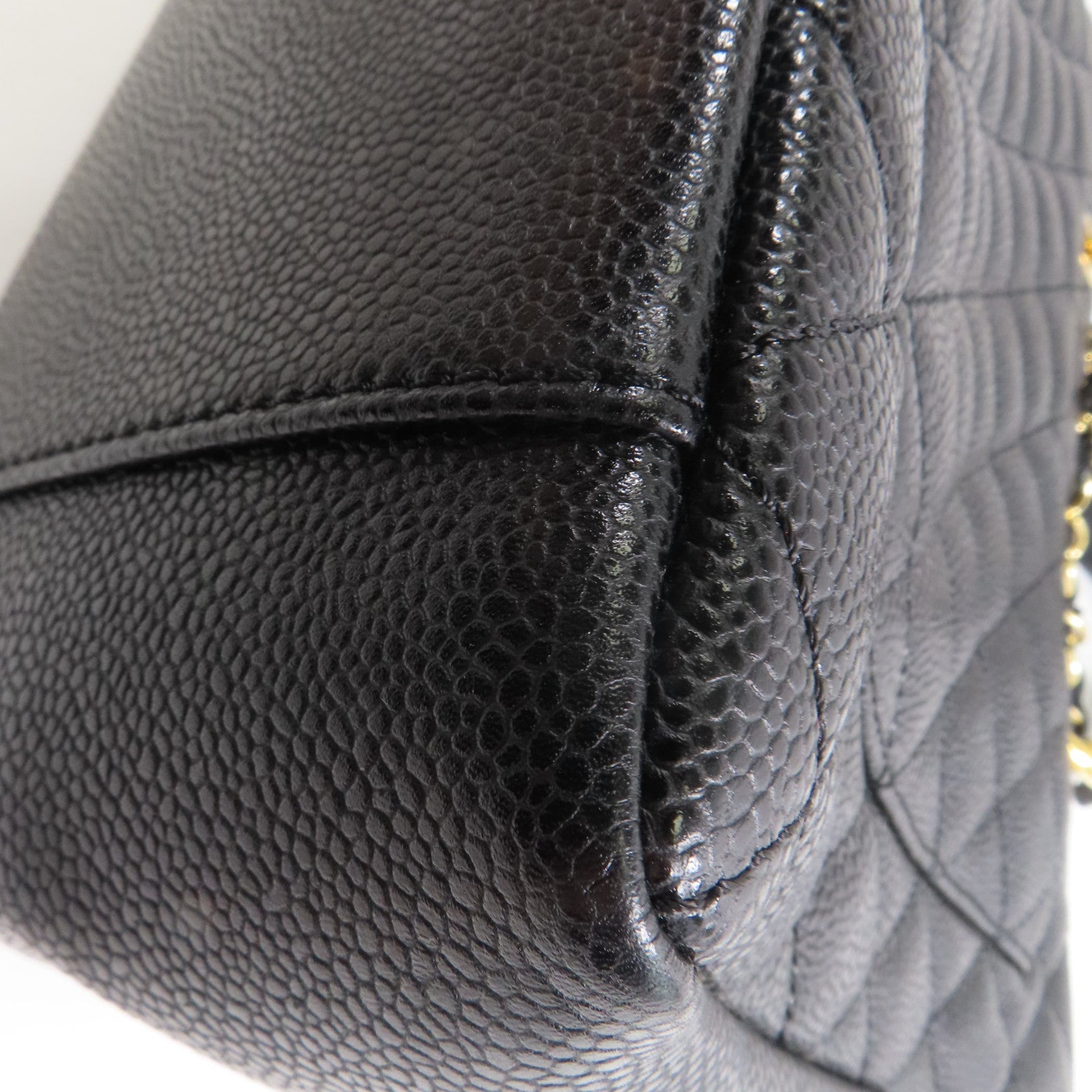 CHANEL 牛皮皮革GST Grand Shopping Tote Bag金扣鏈帶肩背袋