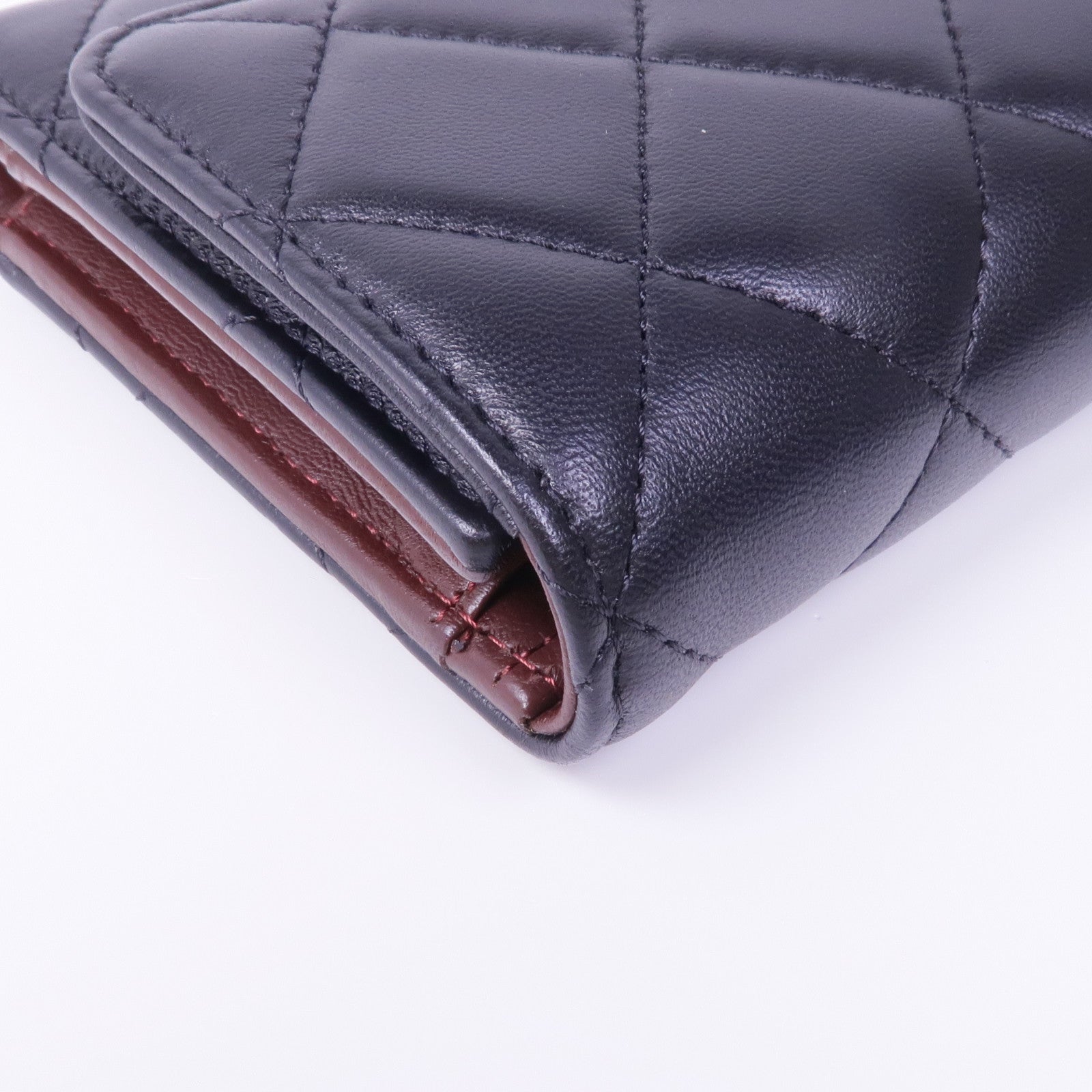 CHANEL 羊皮皮革Long Wallet銀扣長錢包