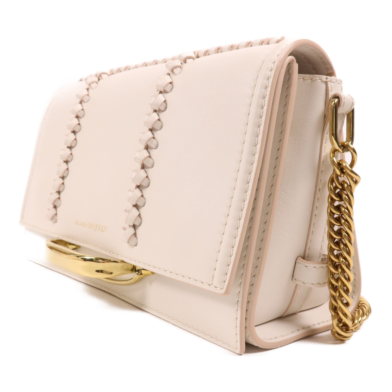 Alexander McQueen 牛皮皮革Chain Shoulder金扣鏈帶肩背袋