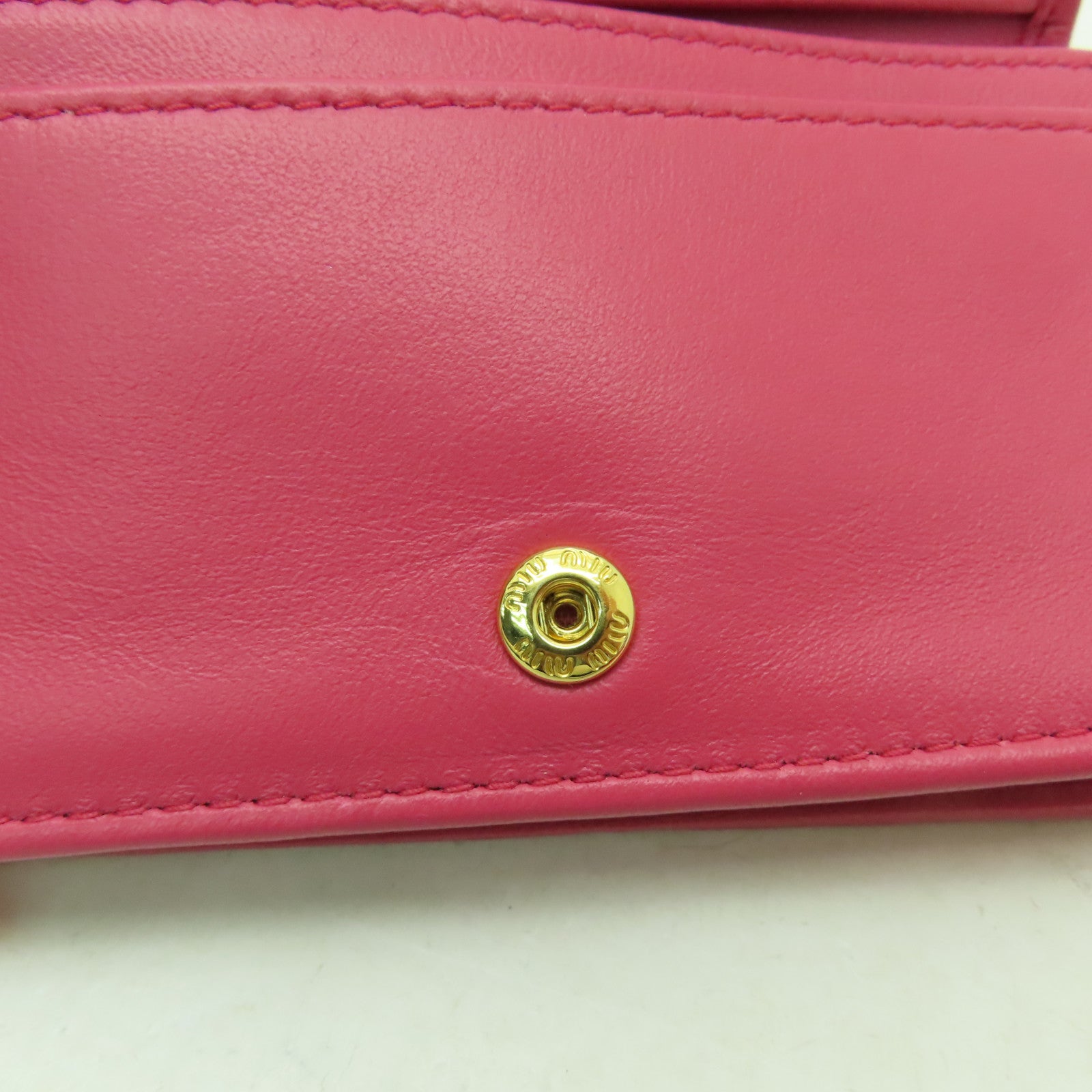 Miu Miu 羊皮皮革Card Case金扣卡片套粉紅色