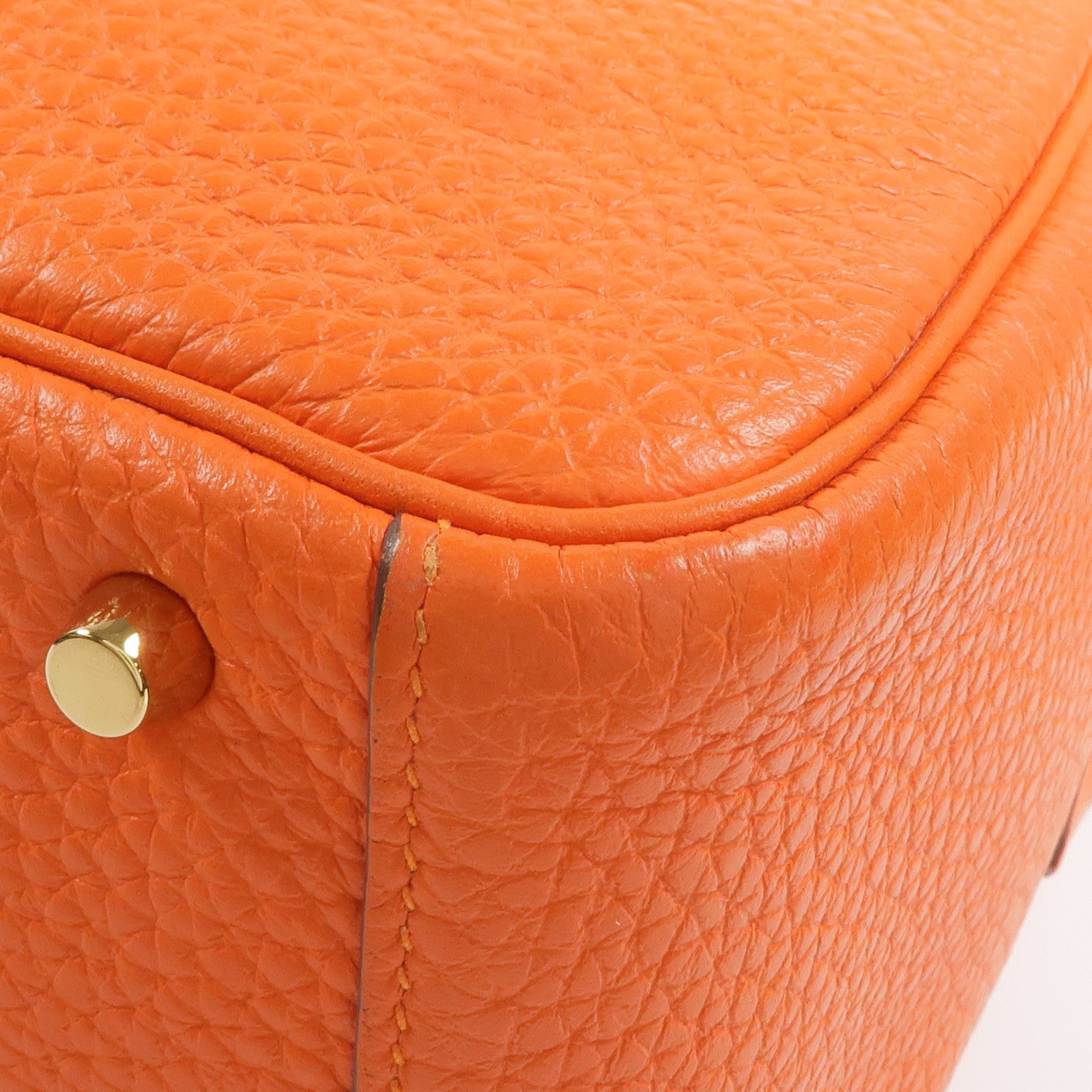 HERMES Togo皮革Mini Lindy金扣手挽肩背兩用袋Orange