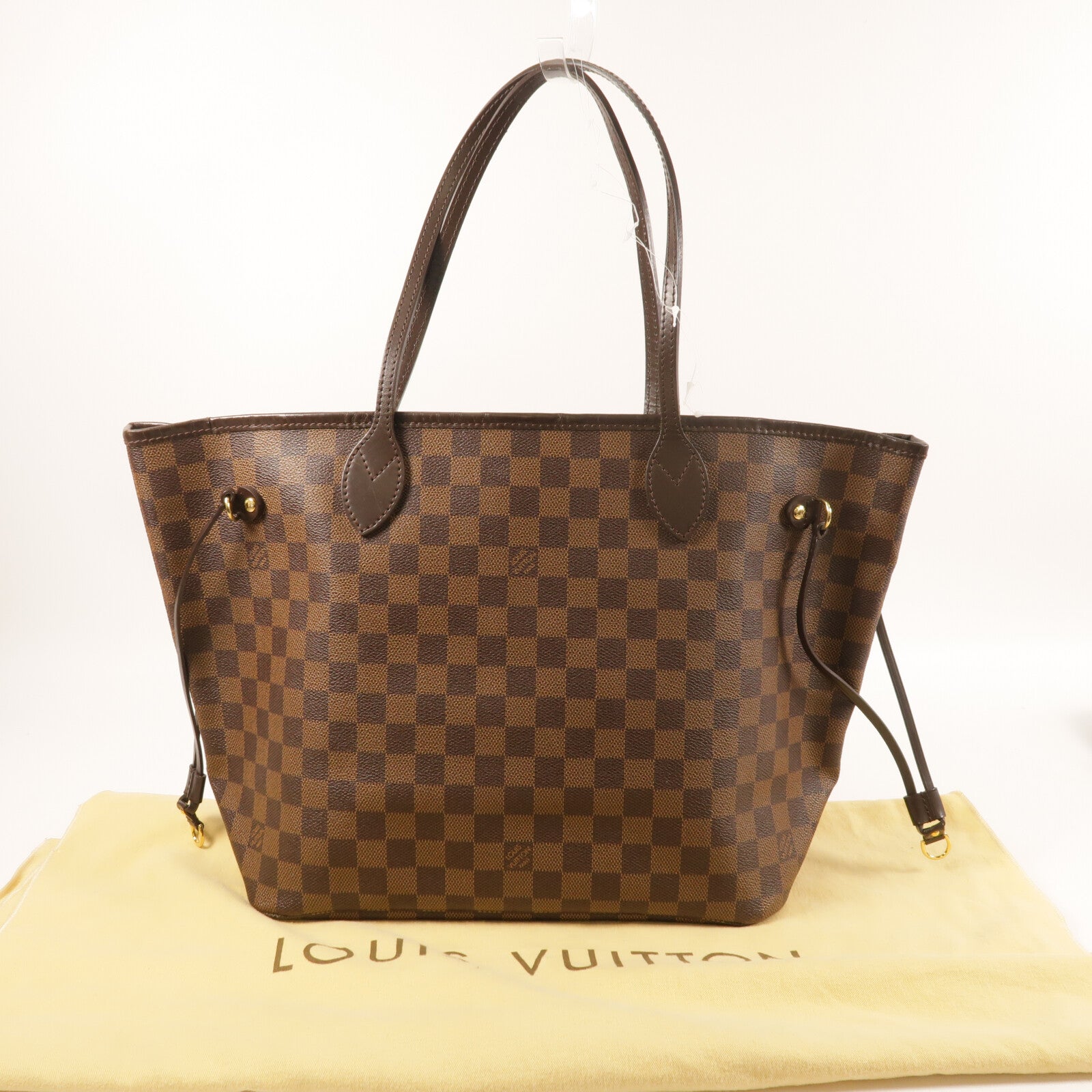 LOUIS VUITTON Damier Neverfull MM金扣手挽袋/肩背袋
