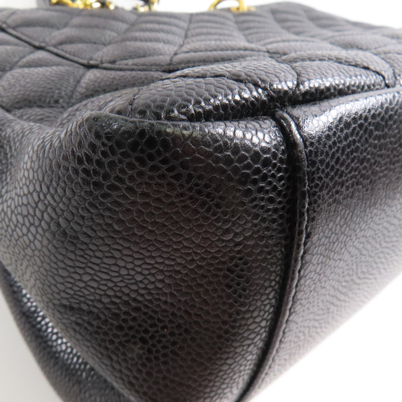 CHANEL 牛皮皮革GST Grand Shopping Tote Bag金扣鏈帶肩背袋