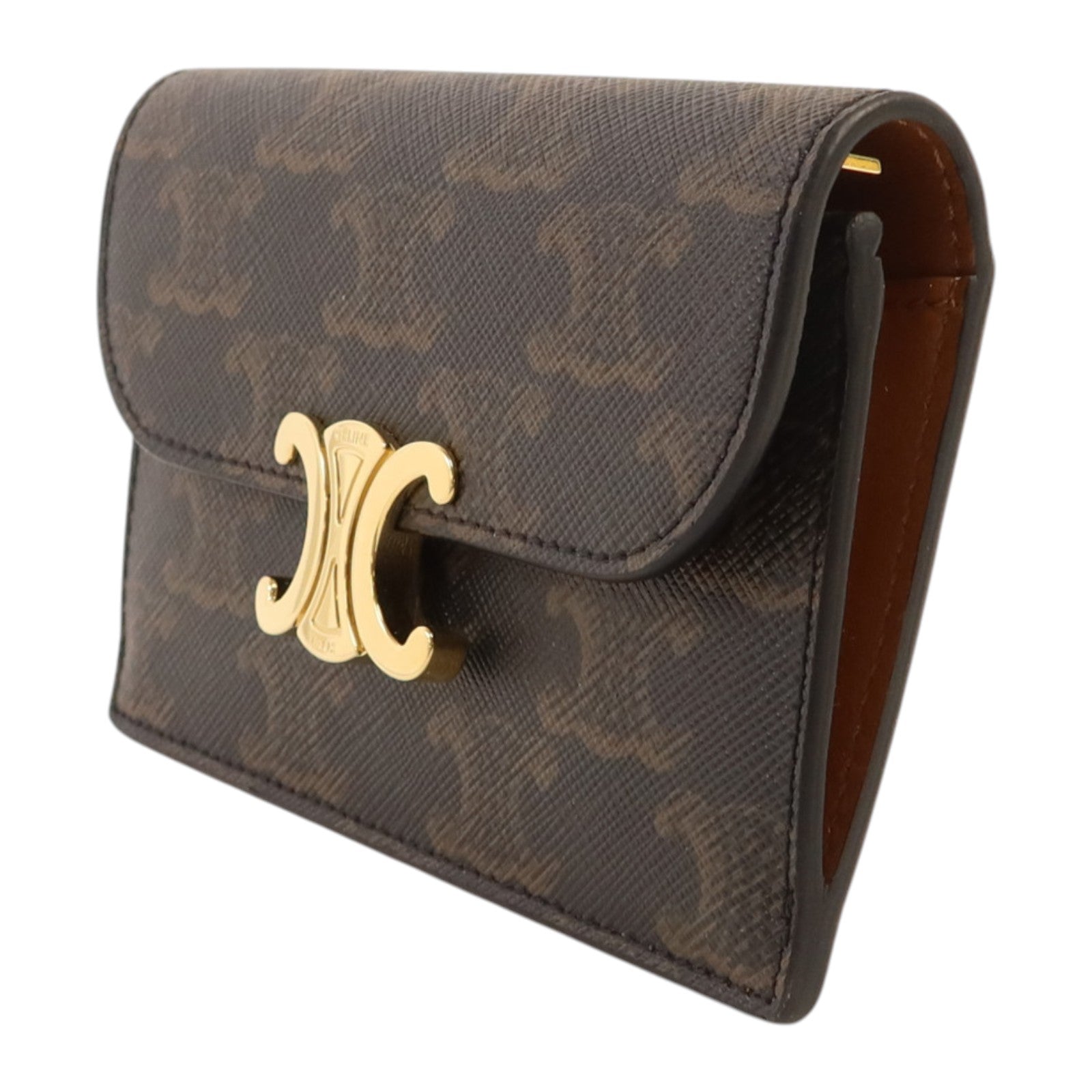 CELINE Triomphe帆布Flap Long Card Holder金扣卡片套