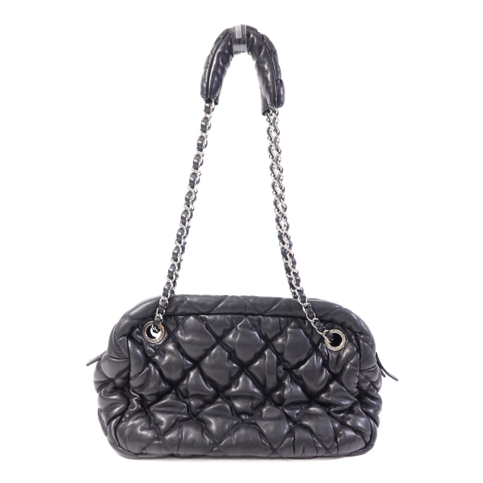 CHANEL 羊皮皮革Chain Shoulder銀扣鏈帶肩背袋