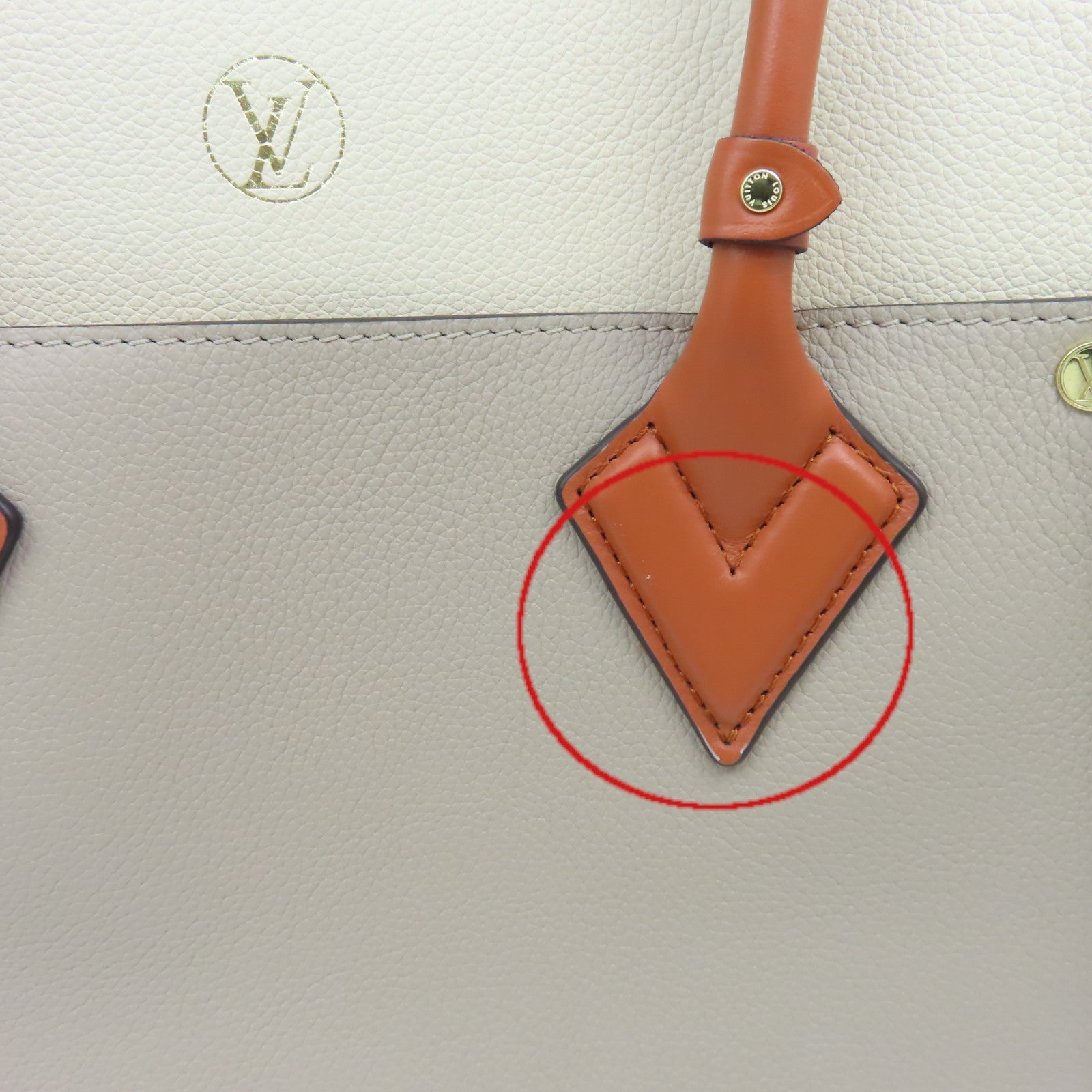 LOUIS VUITTON Monogram Tuffetage On My Side MM 2Way Shoulder Bag手挽肩背兩用袋杏色