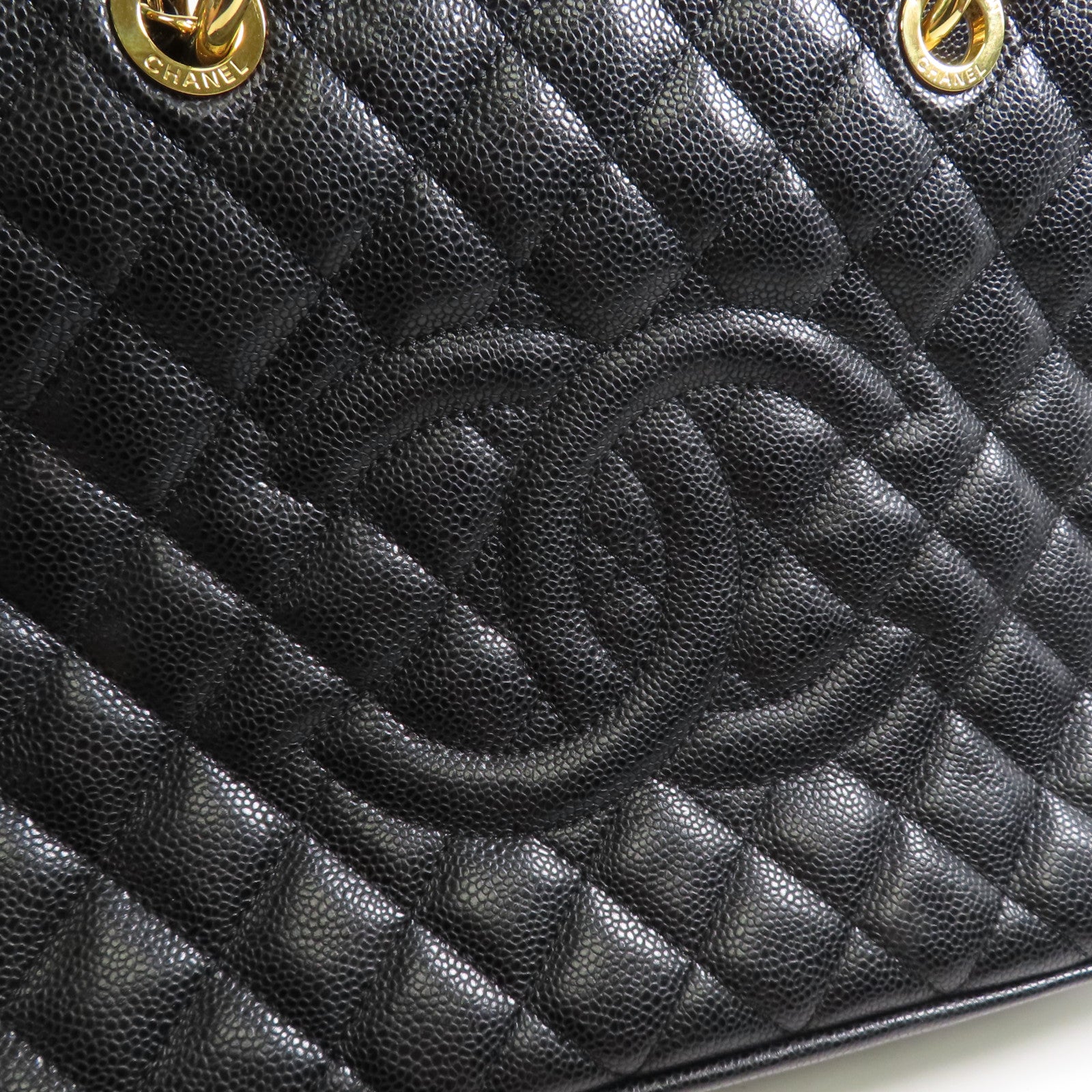 CHANEL 牛皮皮革GST Grand Shopping Tote Bag金扣鏈帶肩背袋