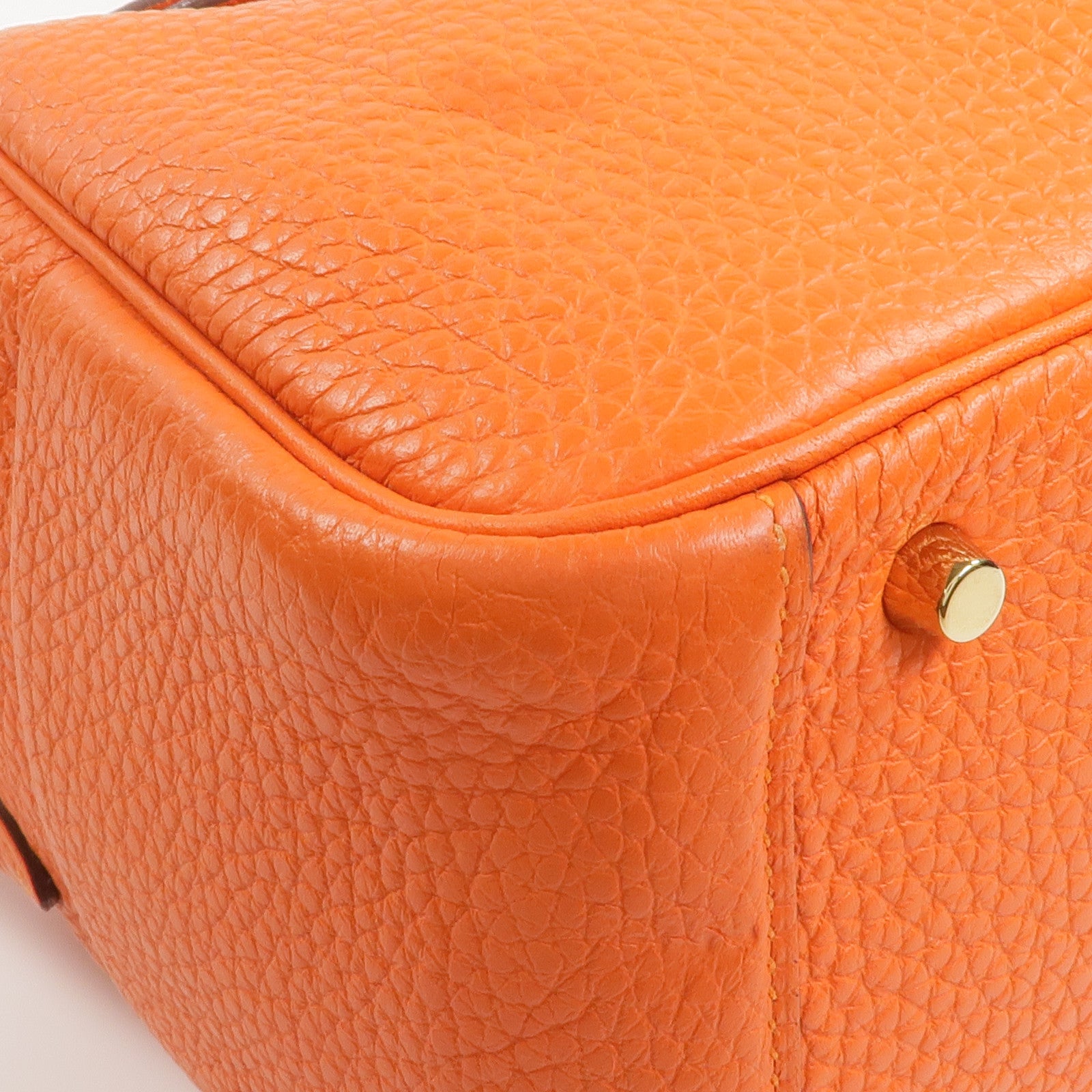 HERMES Togo皮革Mini Lindy金扣手挽肩背兩用袋Orange