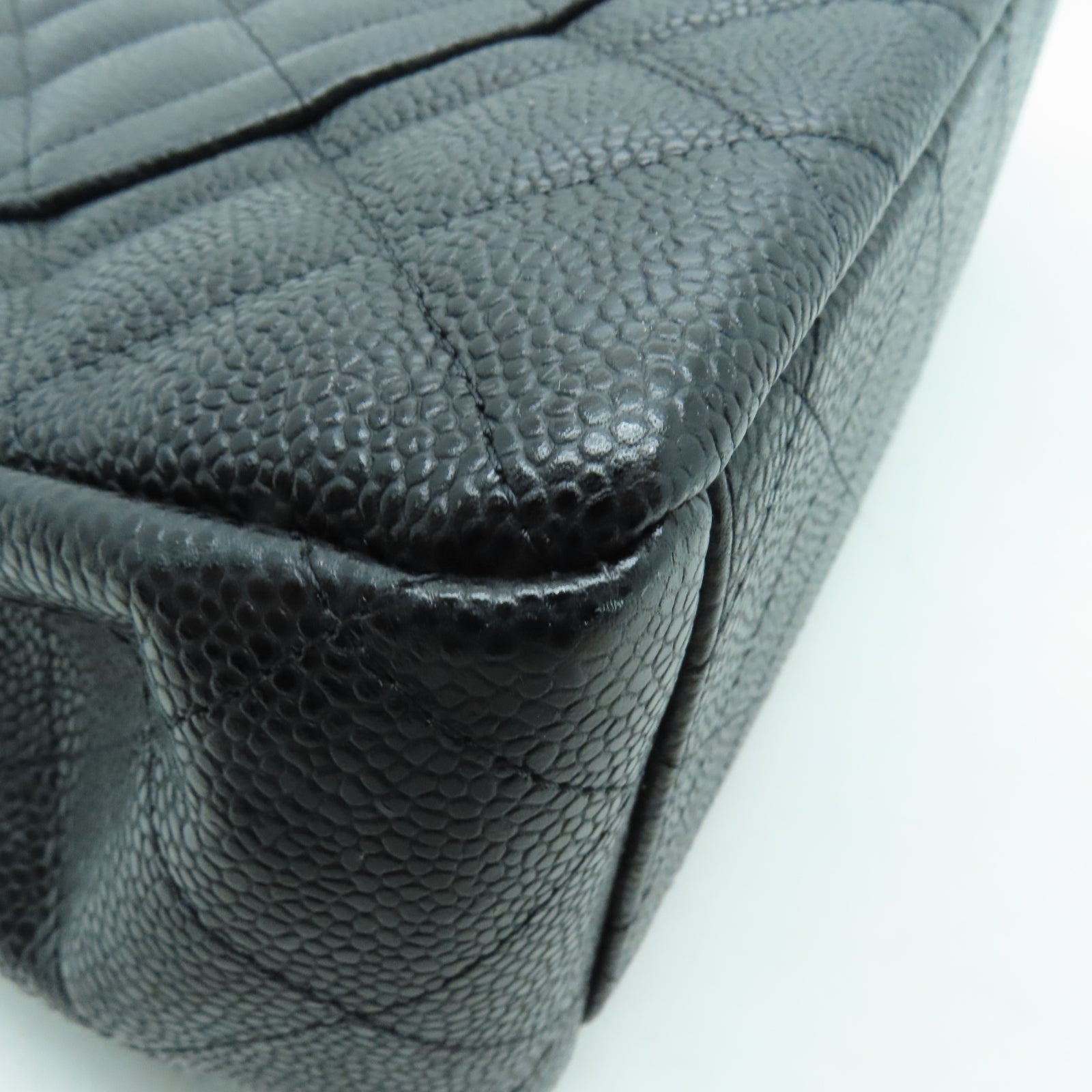 CHANEL 【激減優惠】菱格牛皮皮革Classic銀扣鏈帶肩背袋黑色