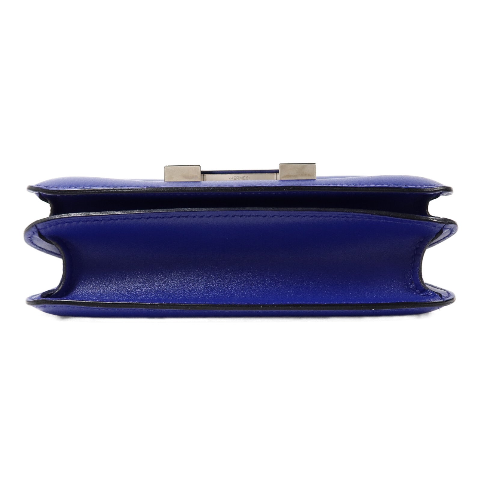 HERMES Box Calf皮革Constance Mini肩背袋Bleu Electrique