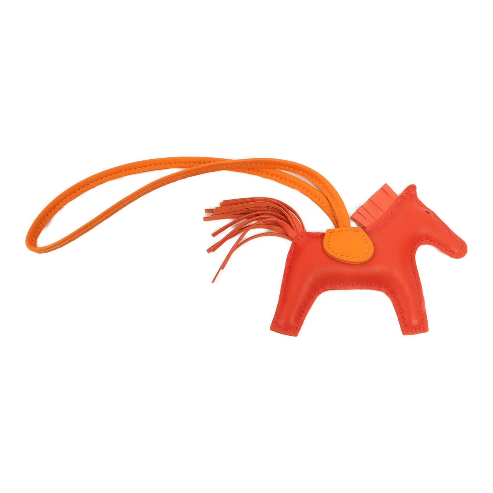 HERMES Milo皮革Rodeo PM掛飾Rouge Indien