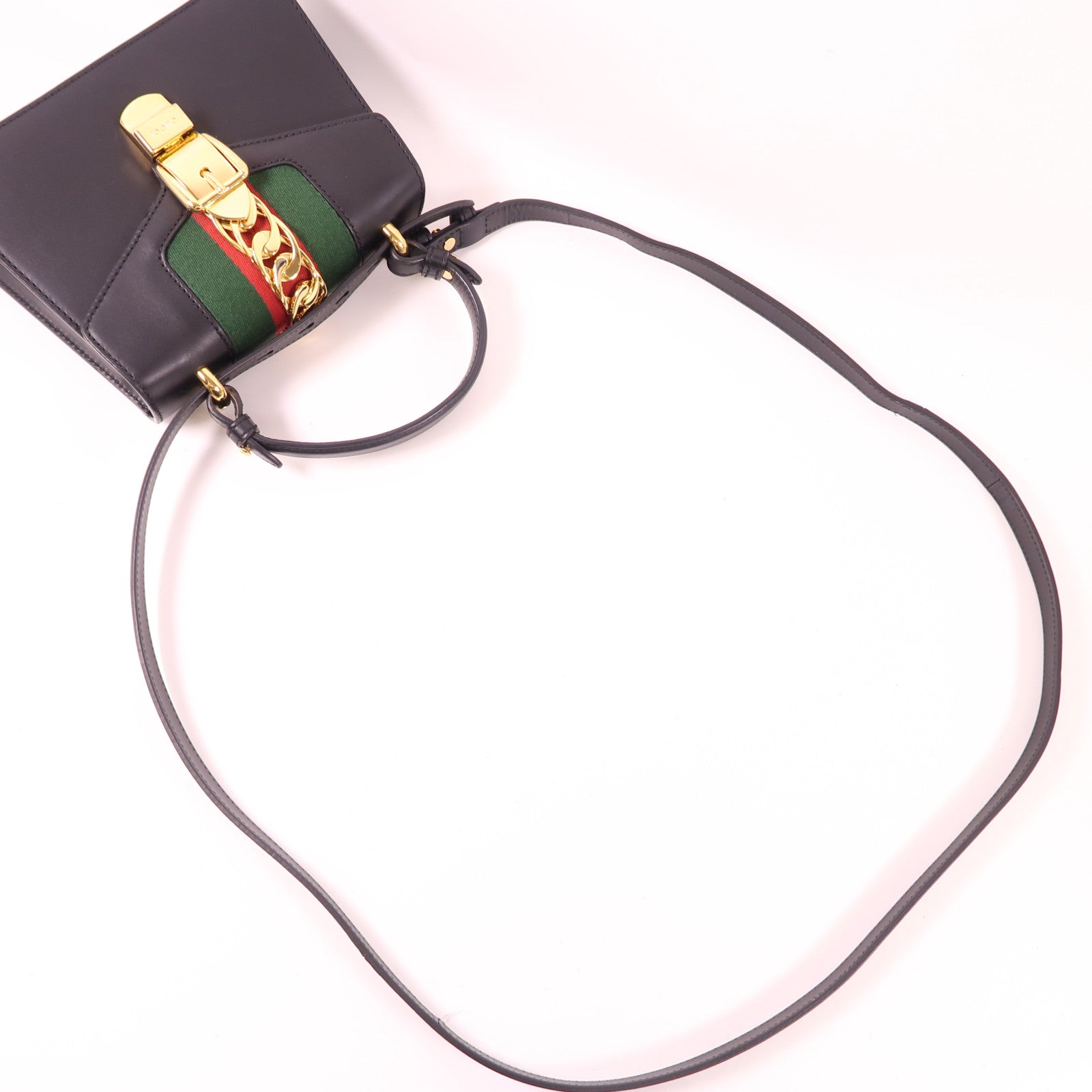 GUCCI 牛皮皮革Sylvie S金扣手挽肩背兩用袋