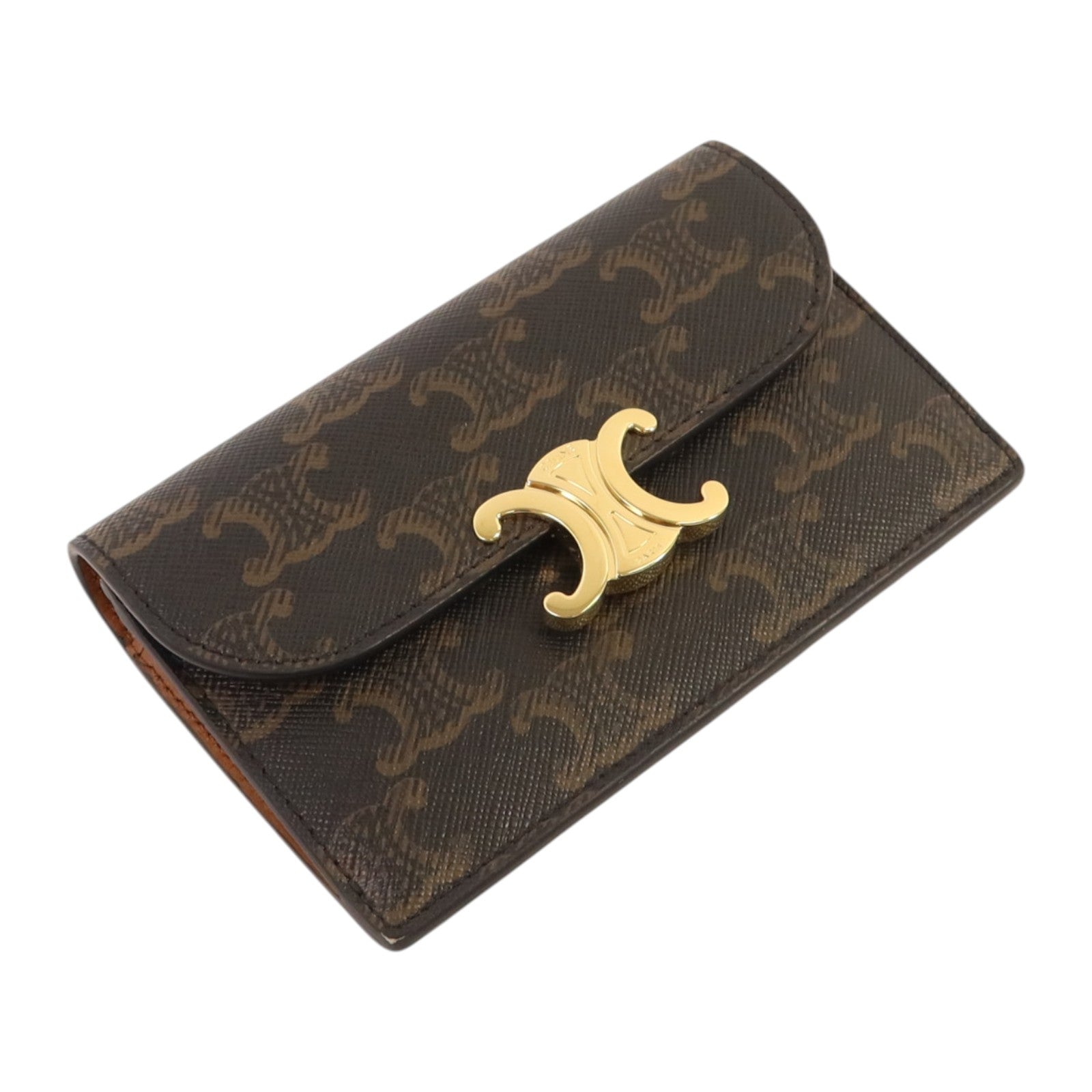 CELINE Triomphe帆布Flap Long Card Holder金扣卡片套