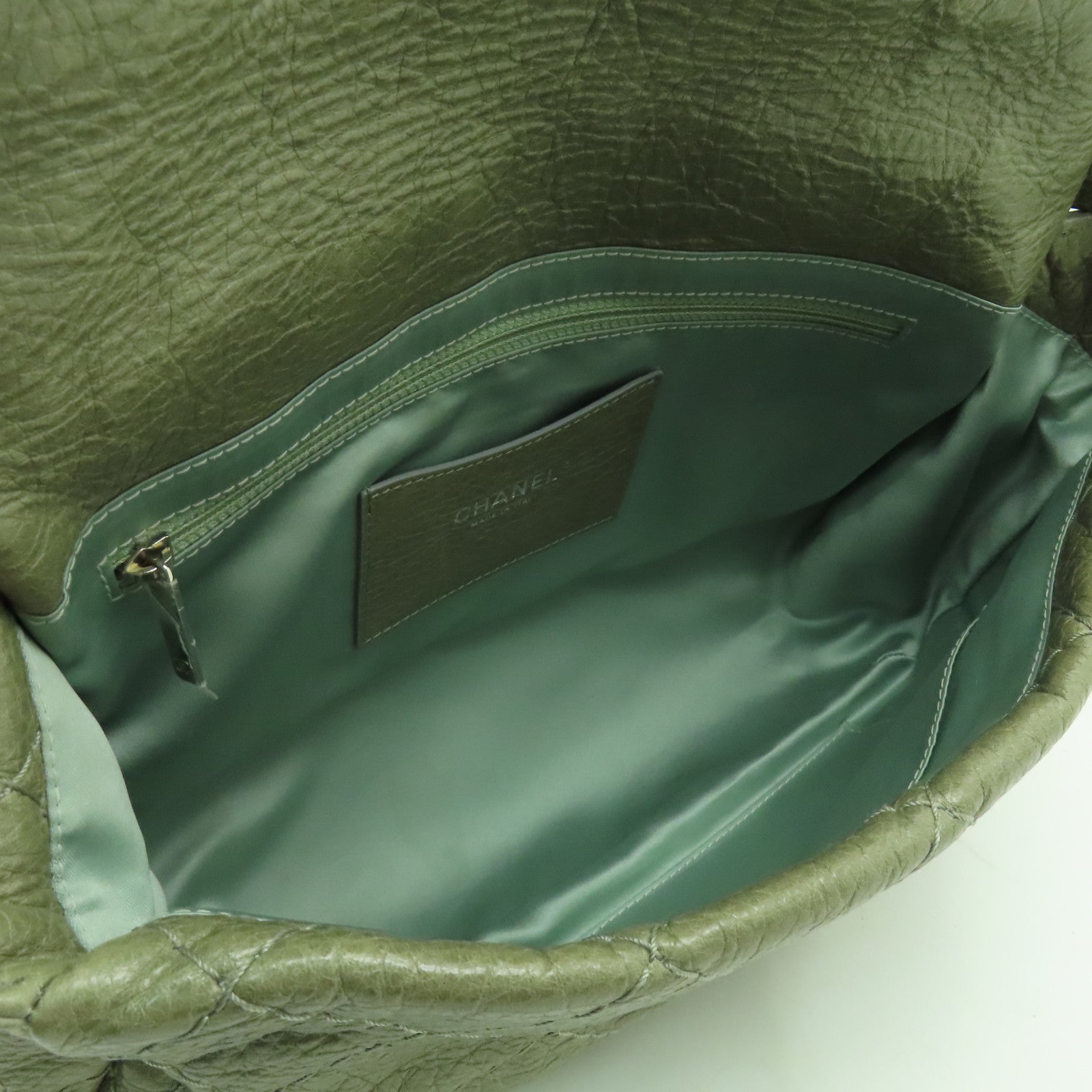 CHANEL **【激減優惠】菱格牛皮皮革Shoulder Bag銀扣肩背袋灰色