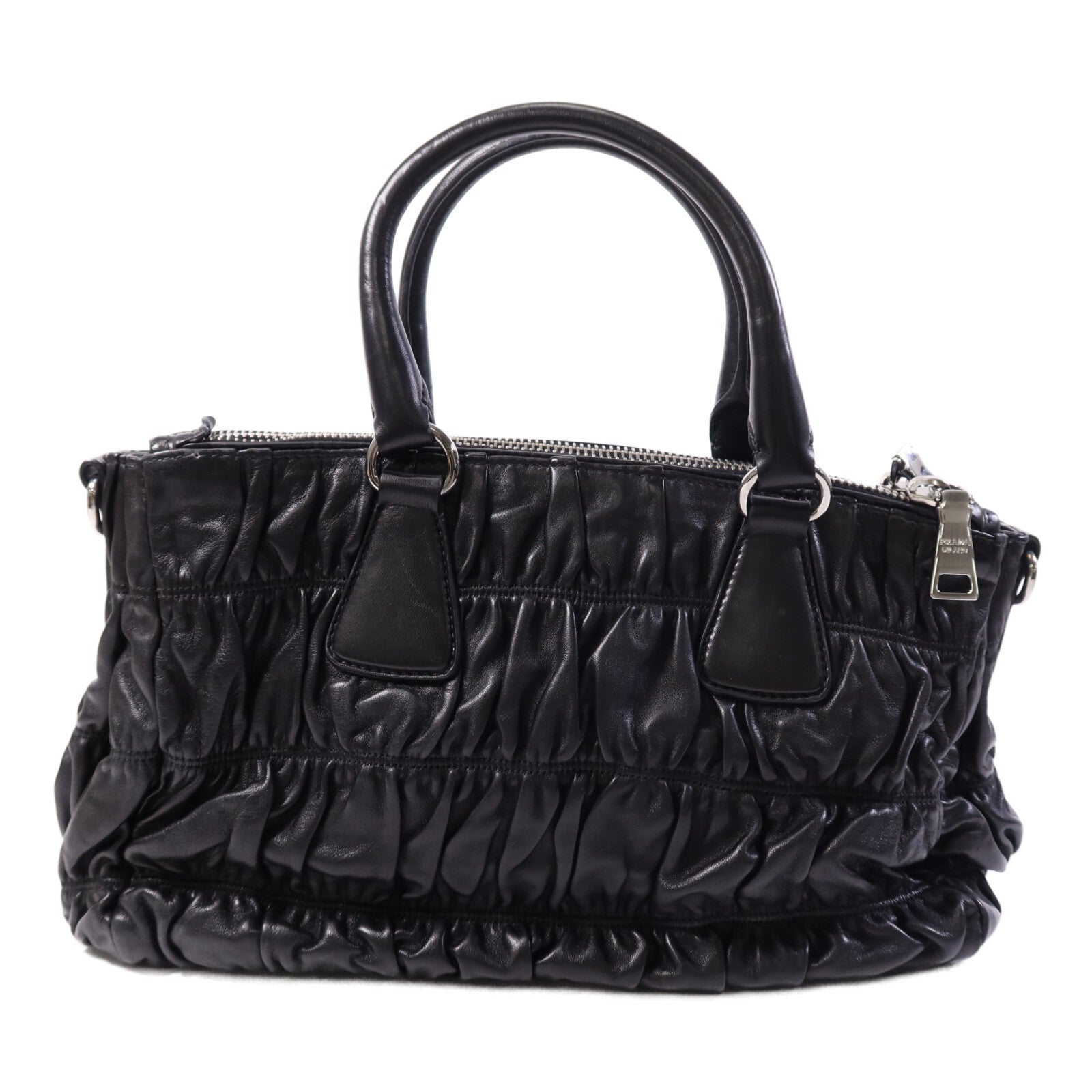 PRADA 羊皮皮革Shoulder Bag銀扣手挽肩背兩用袋