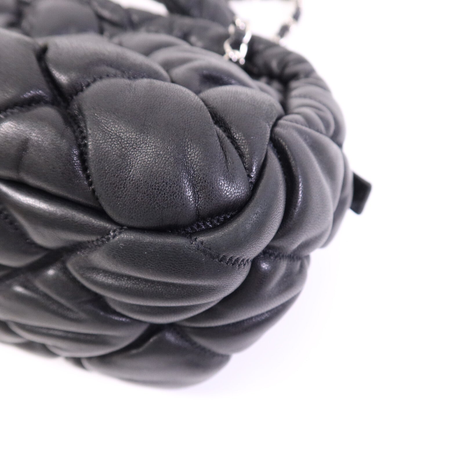 CHANEL 羊皮皮革Chain Shoulder銀扣鏈帶肩背袋