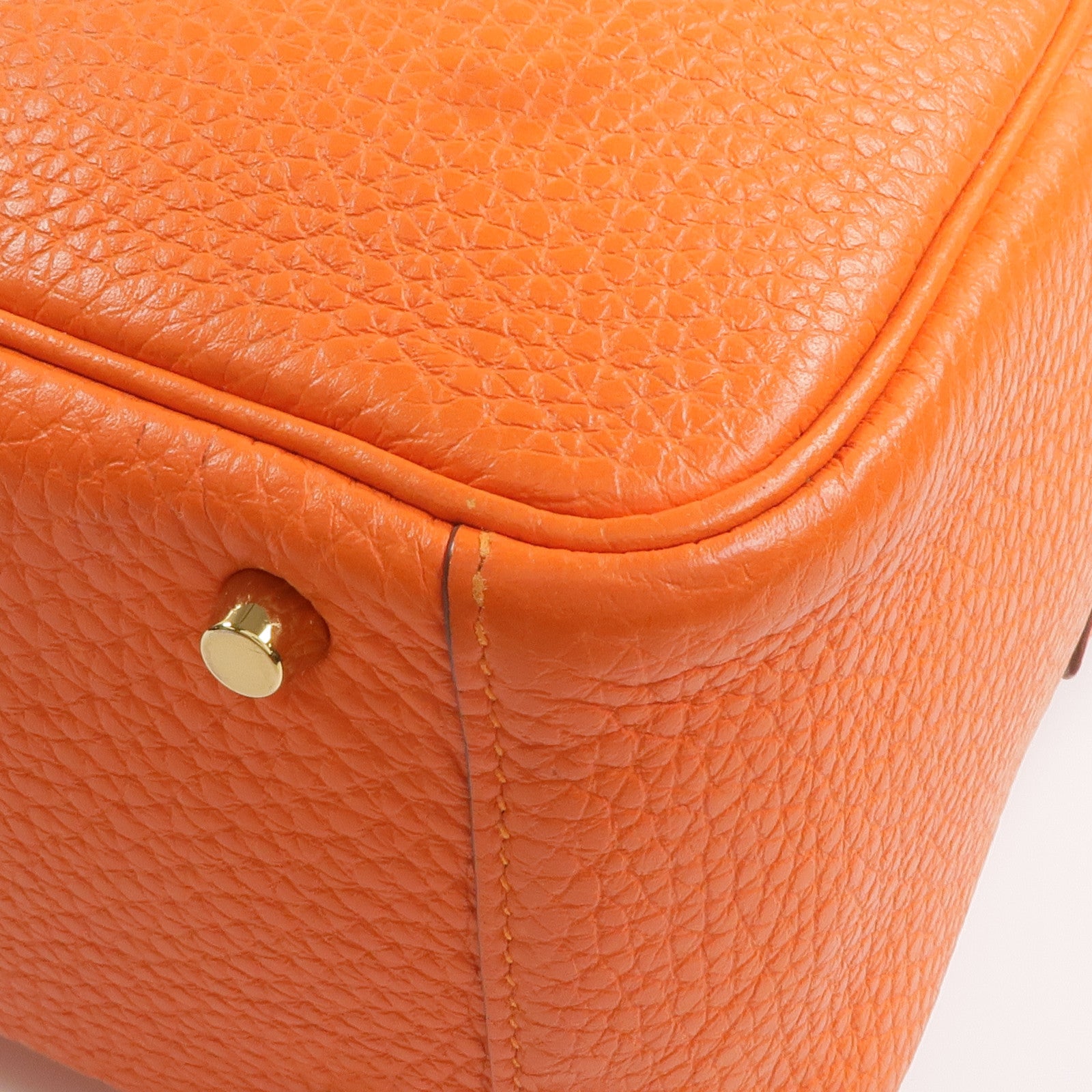 HERMES Togo皮革Mini Lindy金扣手挽肩背兩用袋Orange
