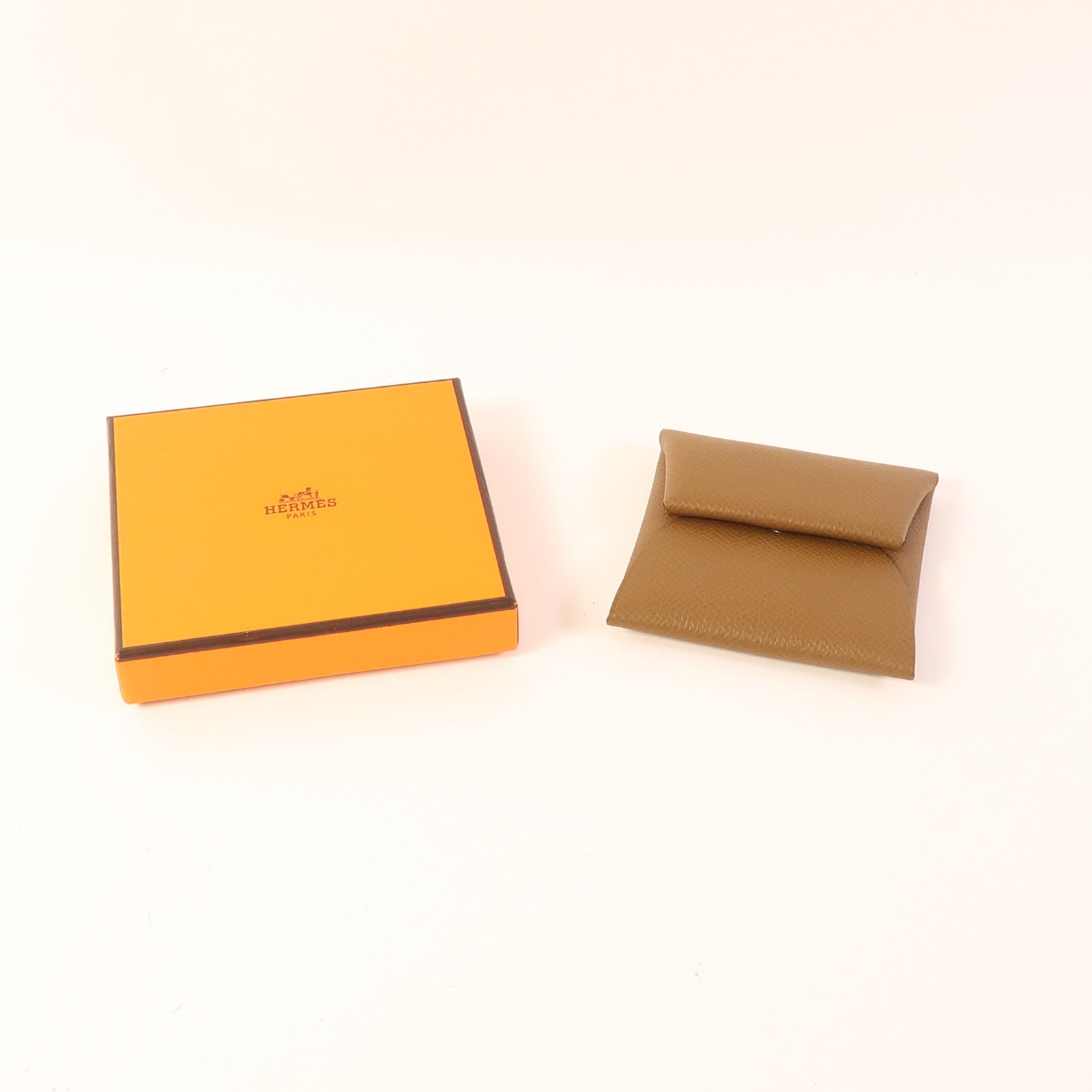 HERMES 【激減優惠】Epsom皮革Bastia銀扣零錢包Gold