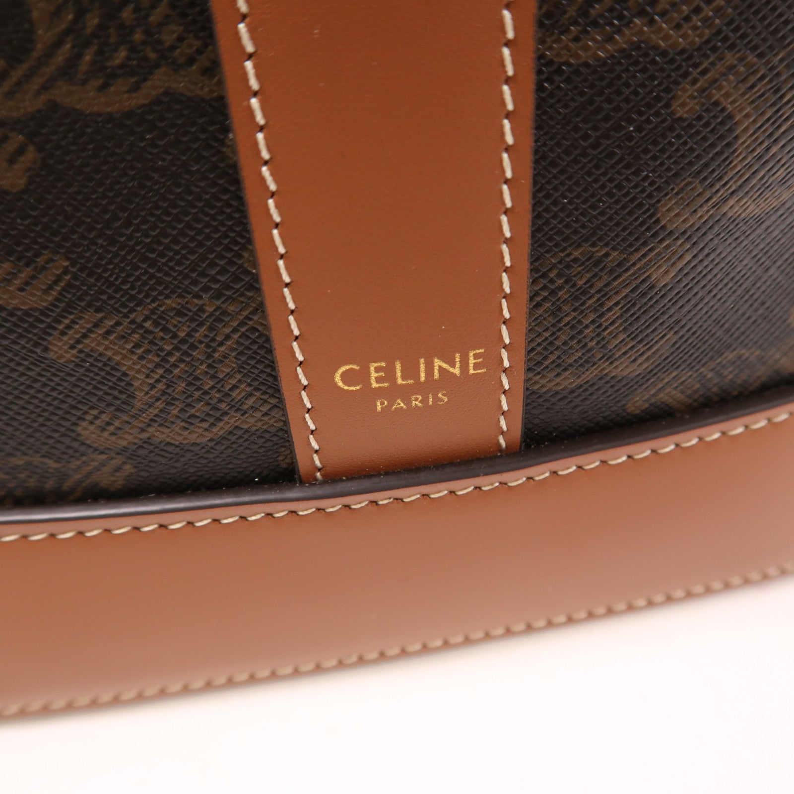 CELINE 塗層帆布Triomphe Bucket金扣肩背袋