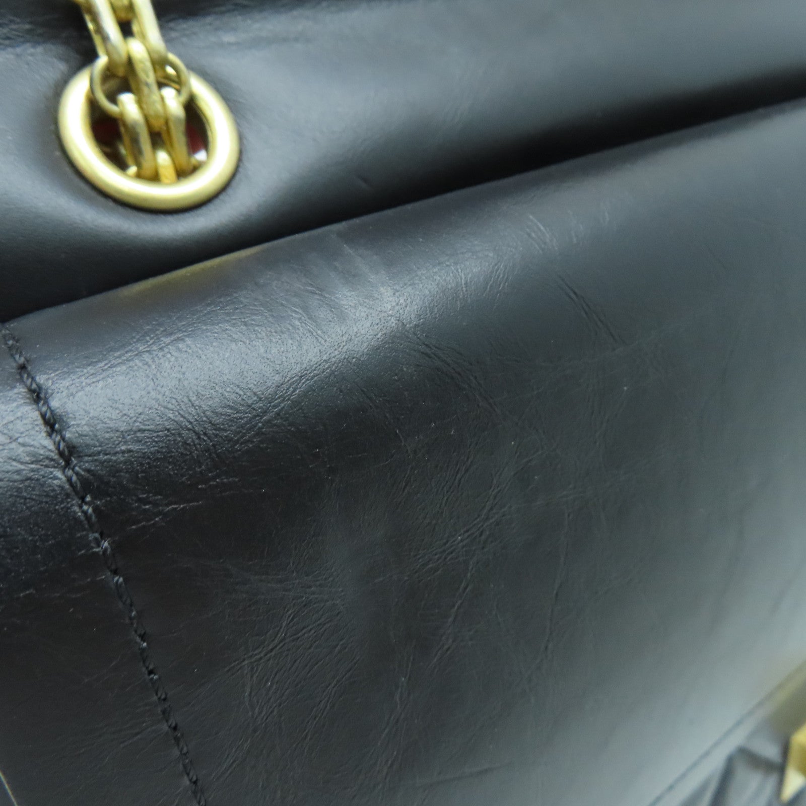 CHANEL 菱格牛皮皮革2.55 Chain Shoulder Bag金扣链带肩背袋黑色
