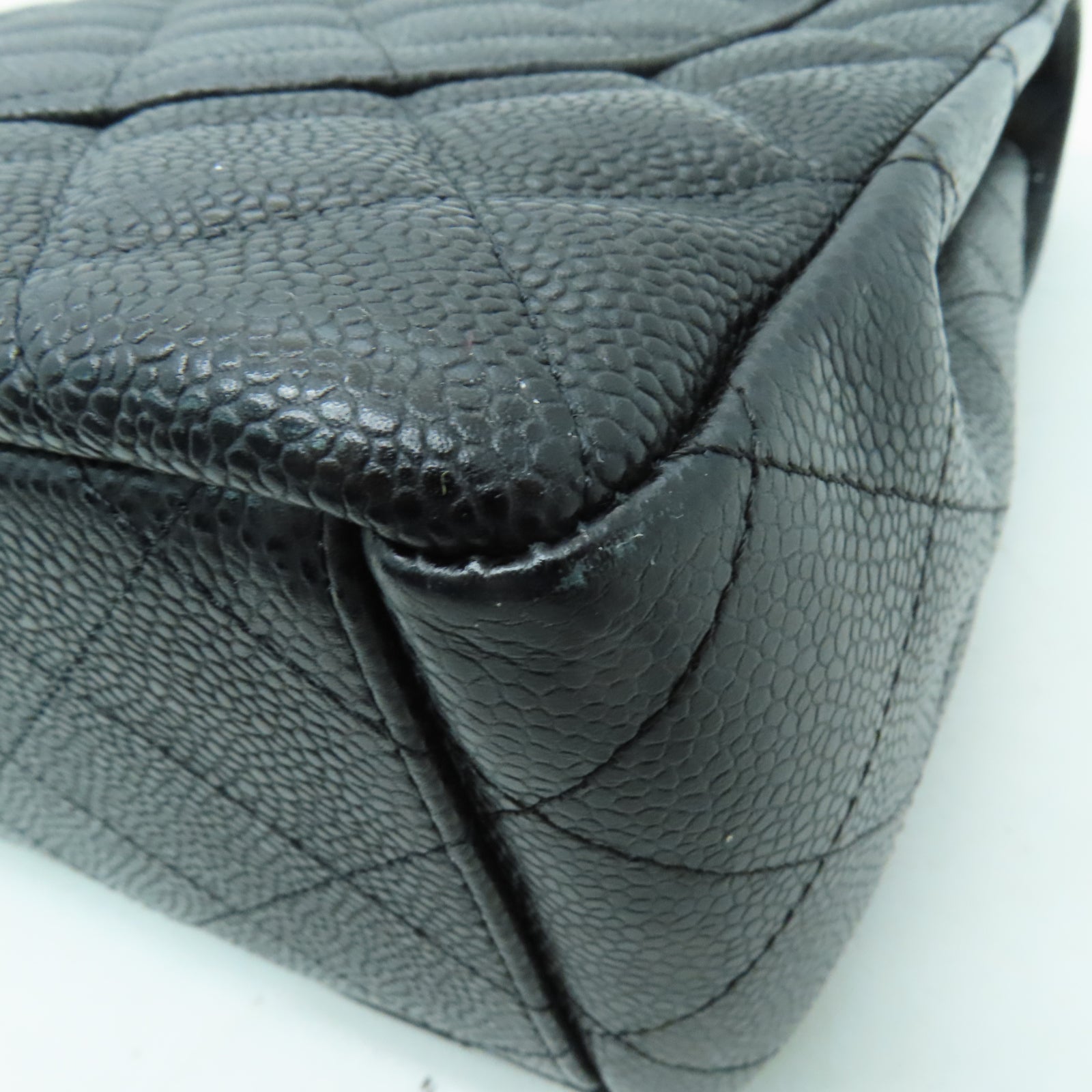 CHANEL 【激減優惠】菱格牛皮皮革Classic銀扣鏈帶肩背袋黑色
