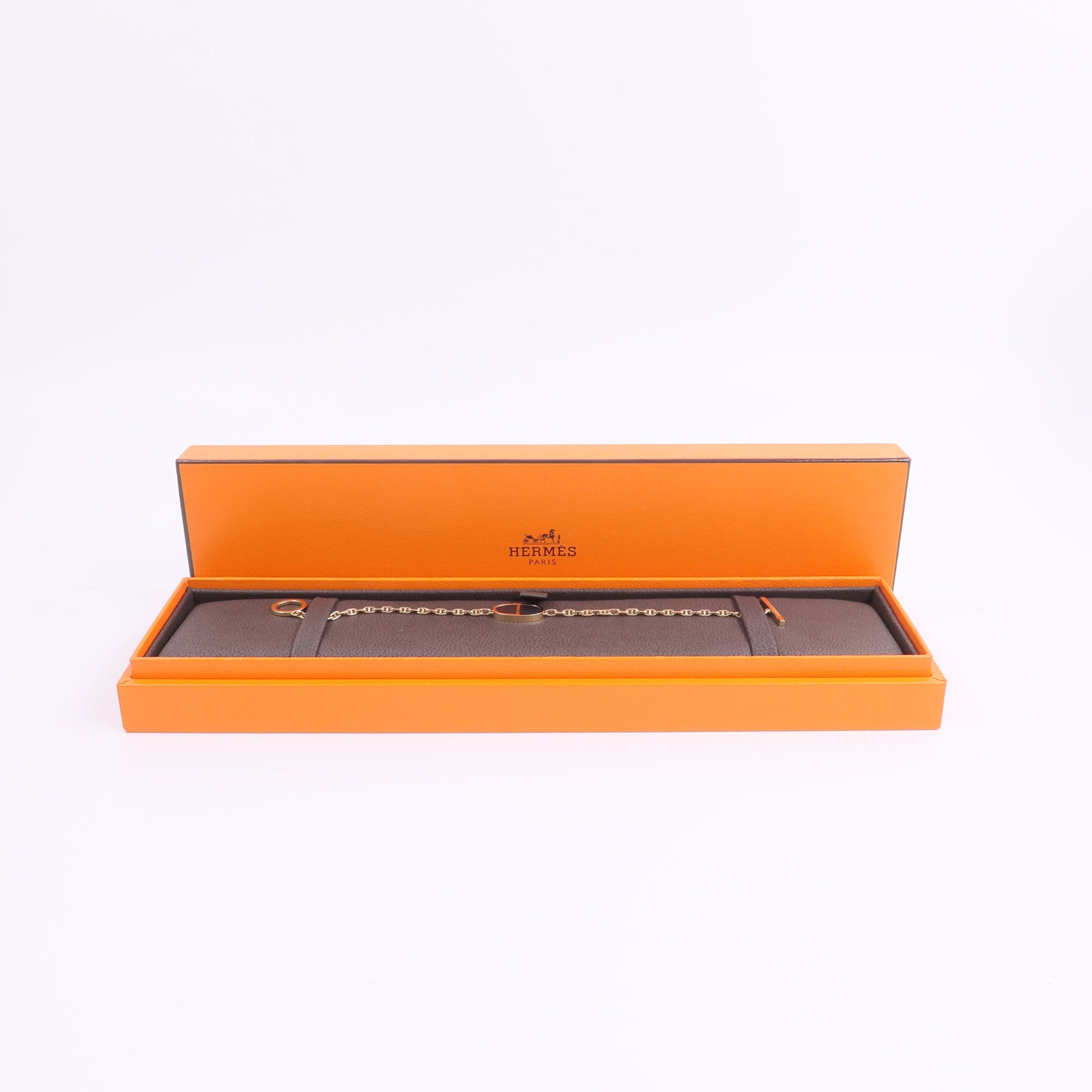 HERMES 18K玫瑰金/陶瓷Chaine d'ancre Verso Bracelet手鏈