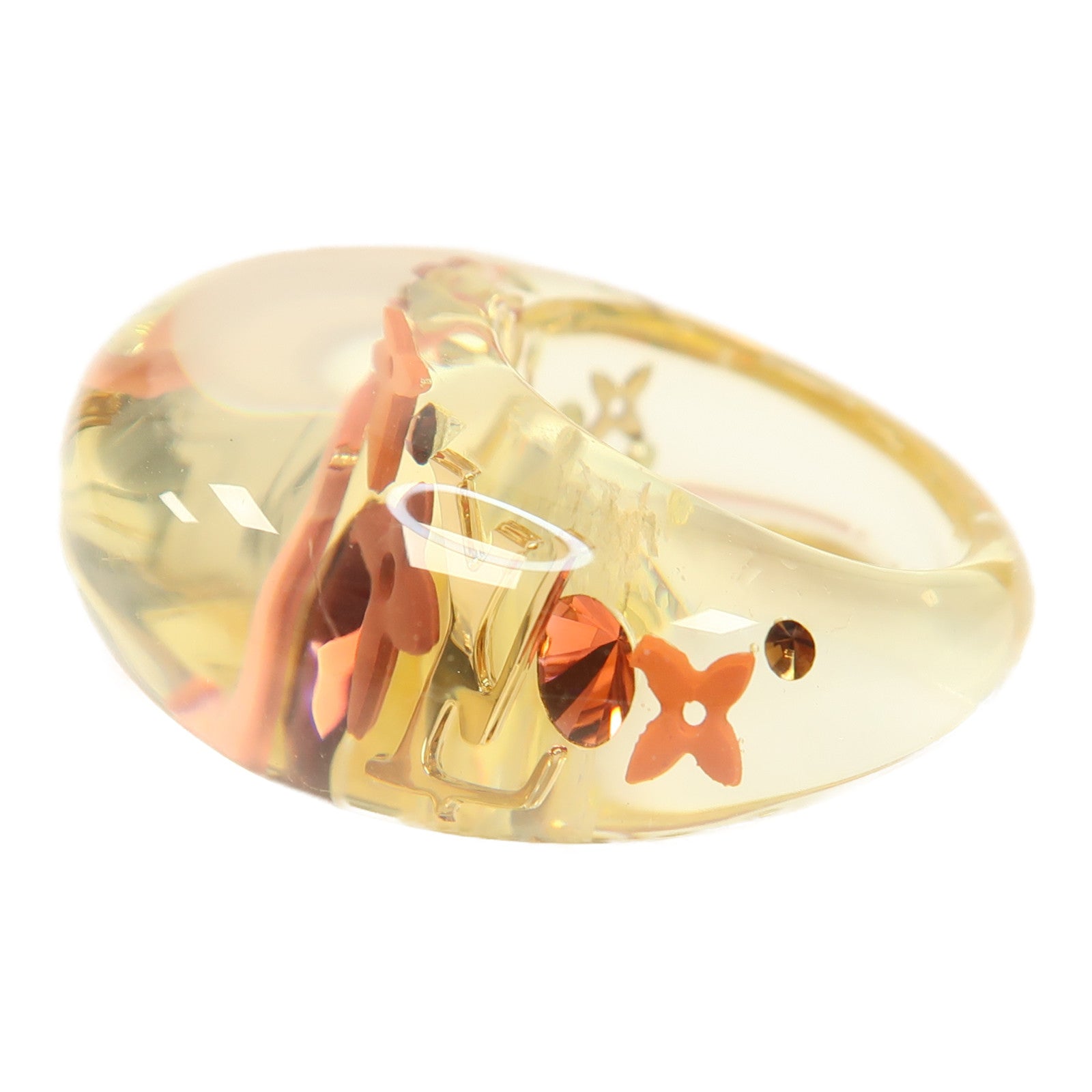 LOUIS VUITTON PVC Inclusion Ring S戒指透明/黃色US#5.25