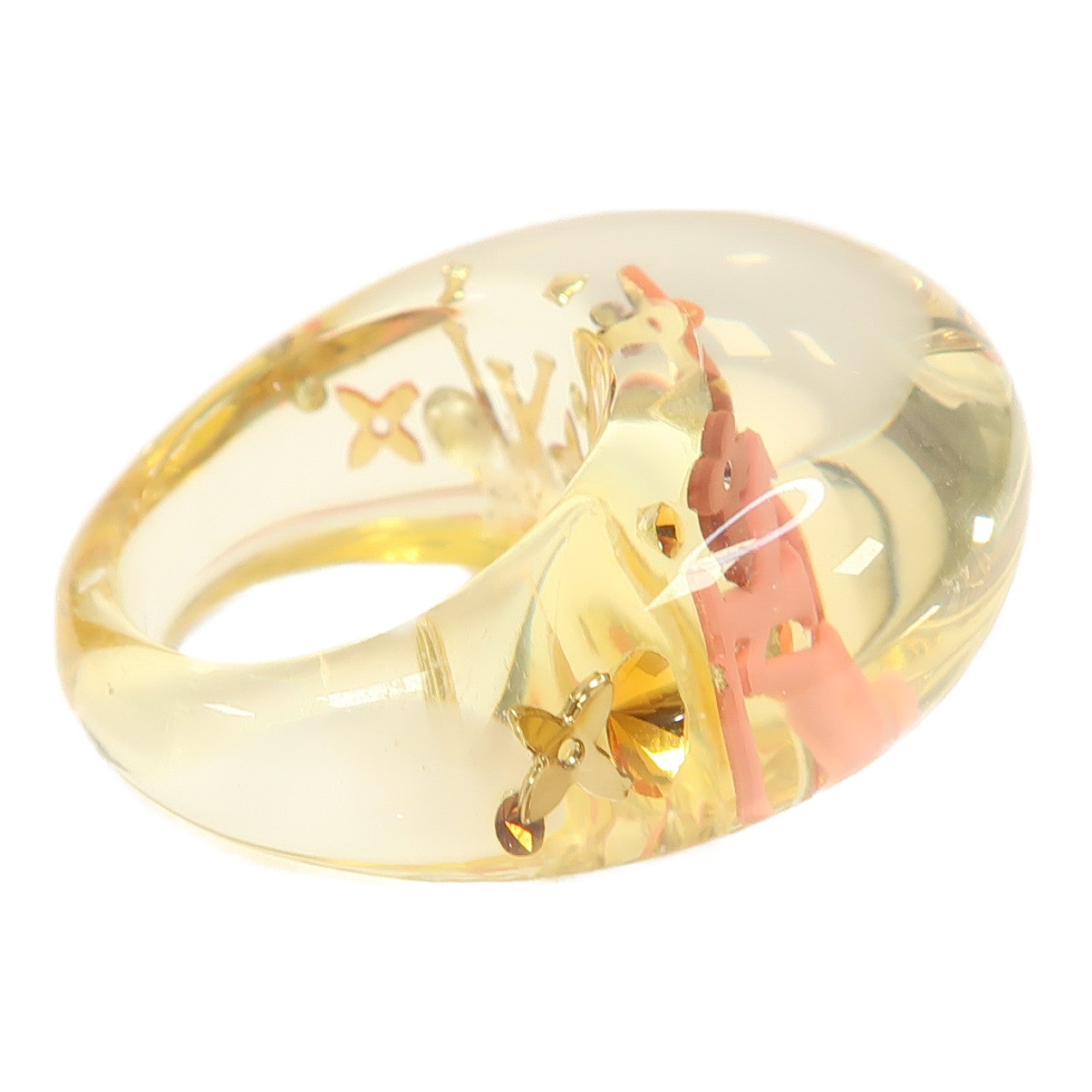 LOUIS VUITTON PVC Inclusion Ring S戒指透明/黃色US#5.25