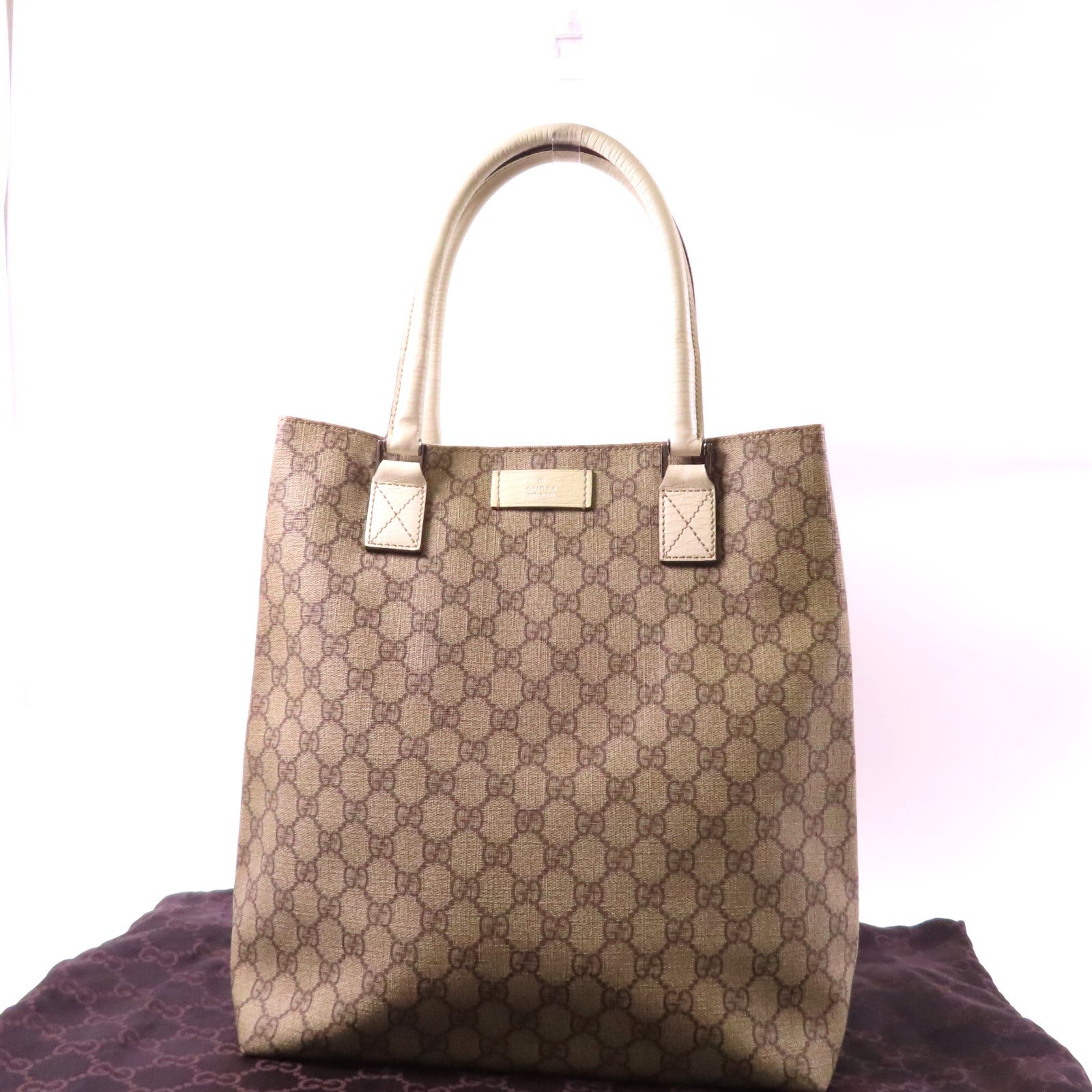 GUCCI 塗層帆布Hand Bag銀扣手挽袋啡色