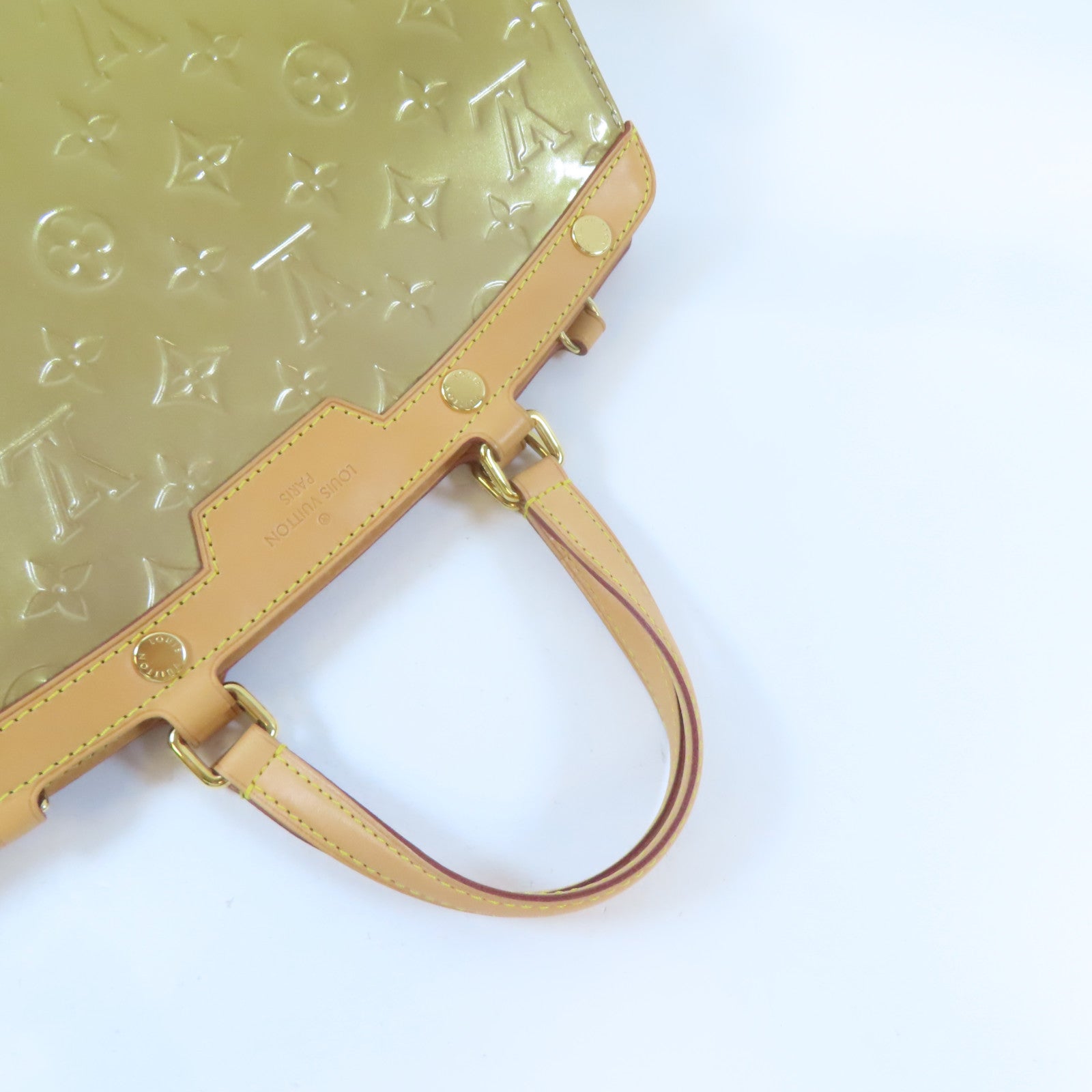LOUIS VUITTON Vernis Brea金扣手挽肩背兩用袋金黃色