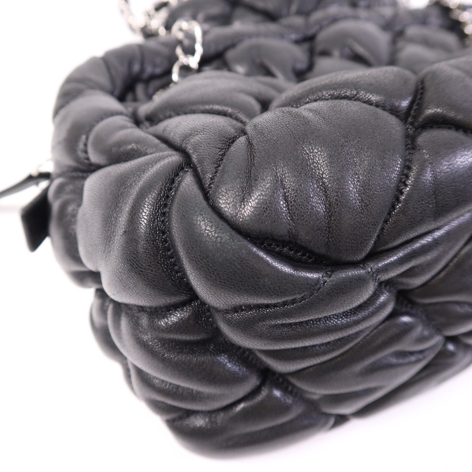 CHANEL 羊皮皮革Chain Shoulder銀扣鏈帶肩背袋