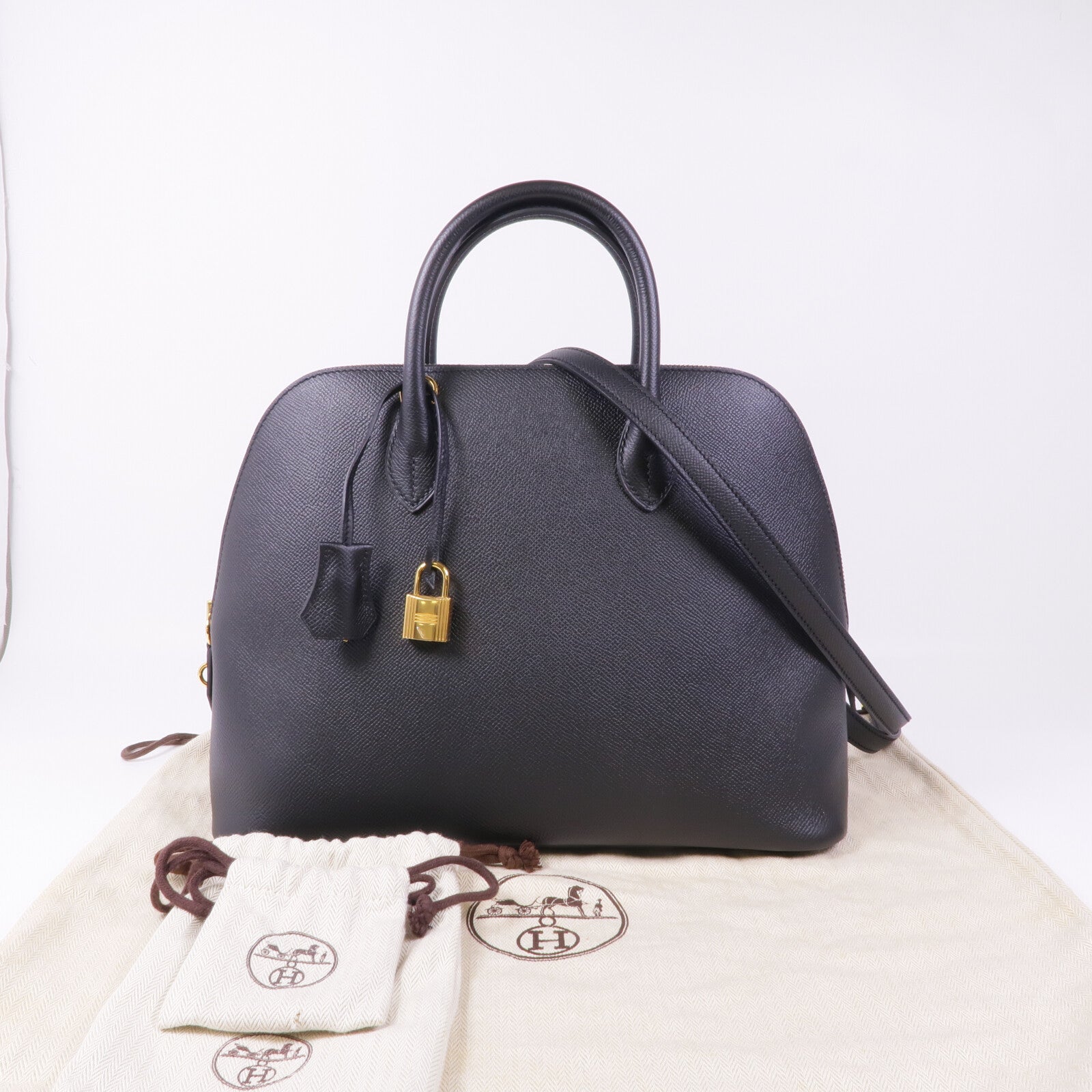 HERMES Epsom皮革Bolide 1923 30金扣手挽肩背兩用袋Noir