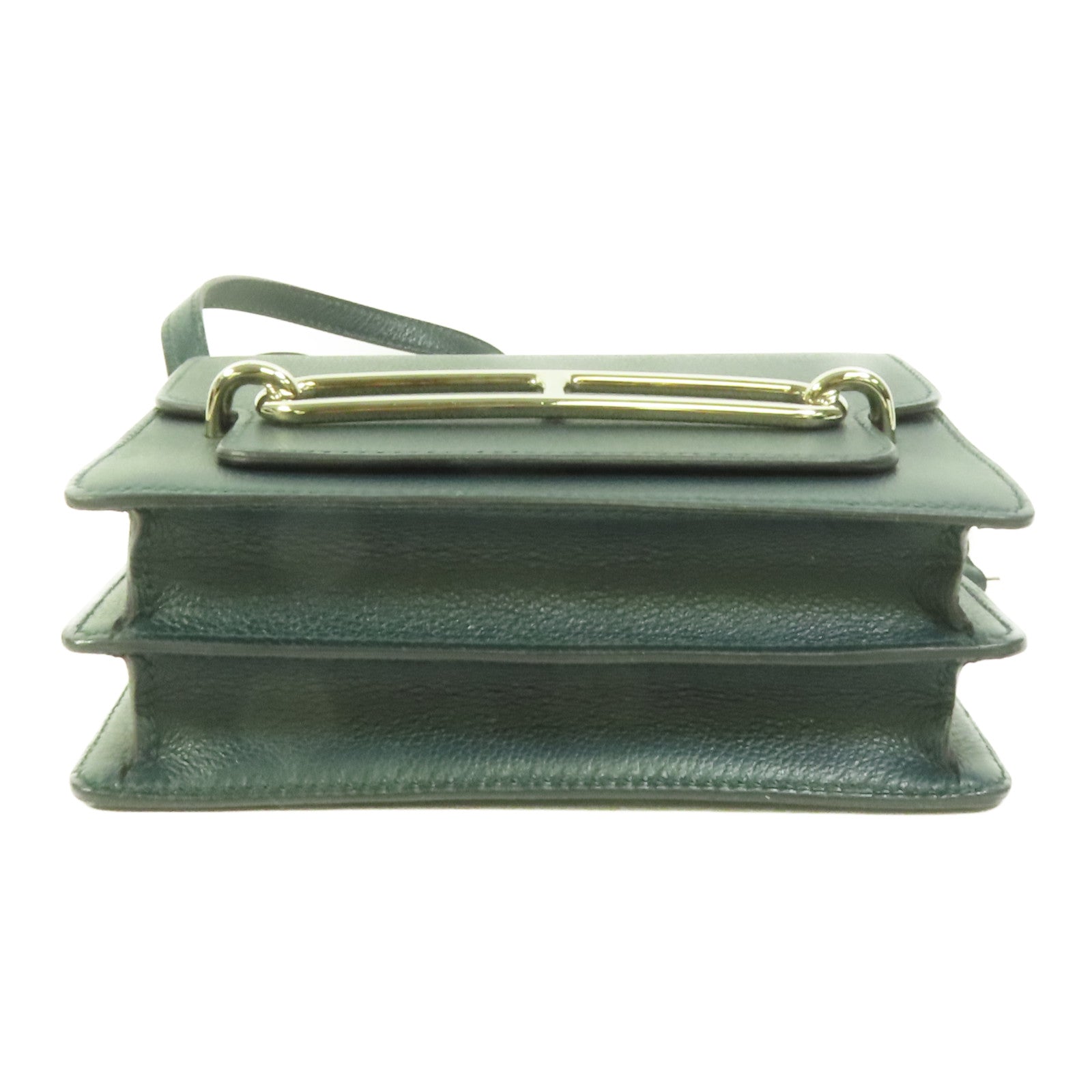HERMES Evercolor皮革Roulis Mini銀扣肩背袋Vert Bosphore