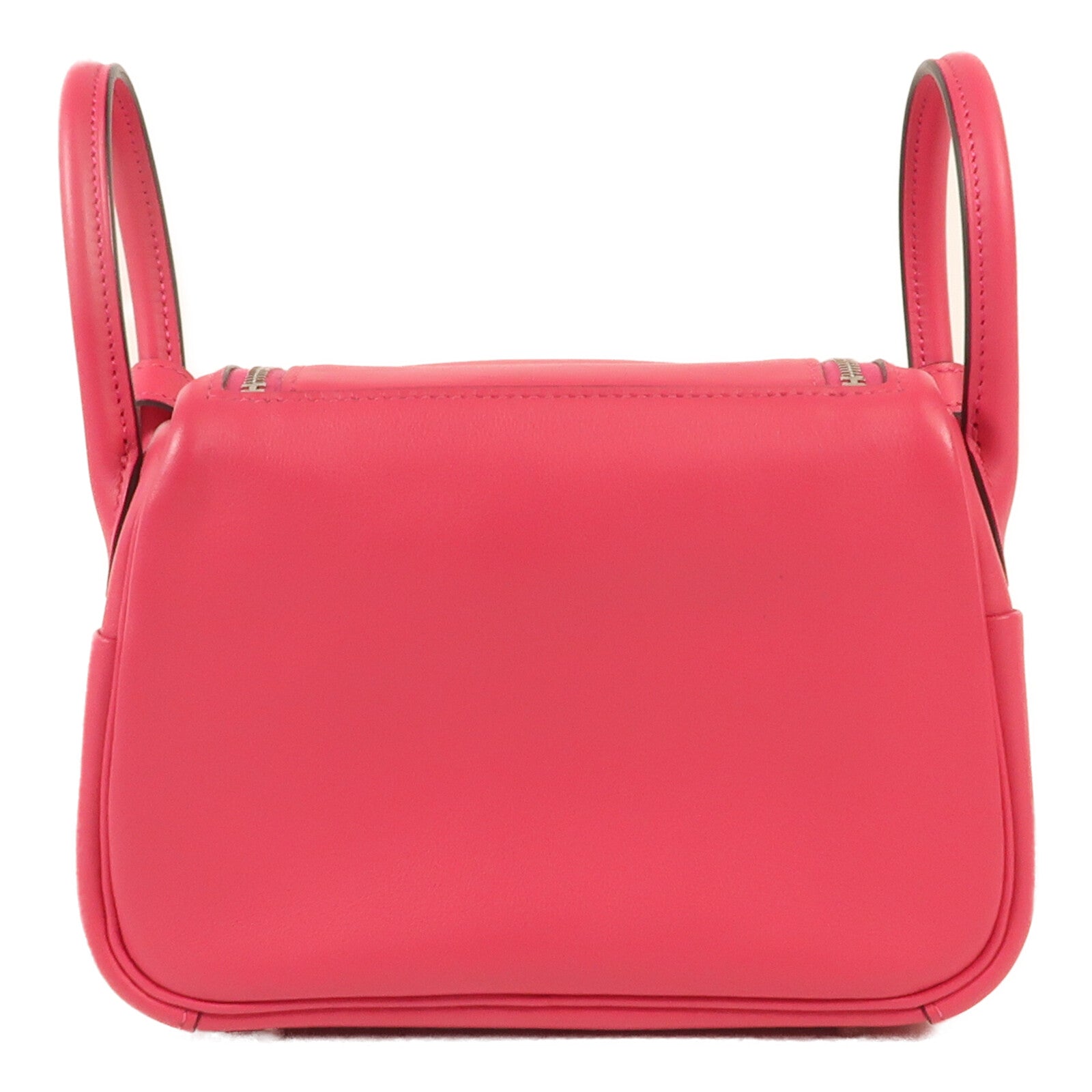 HERMES Swift皮革Mini Lindy銀扣手挽肩背兩用袋Rose Mexico