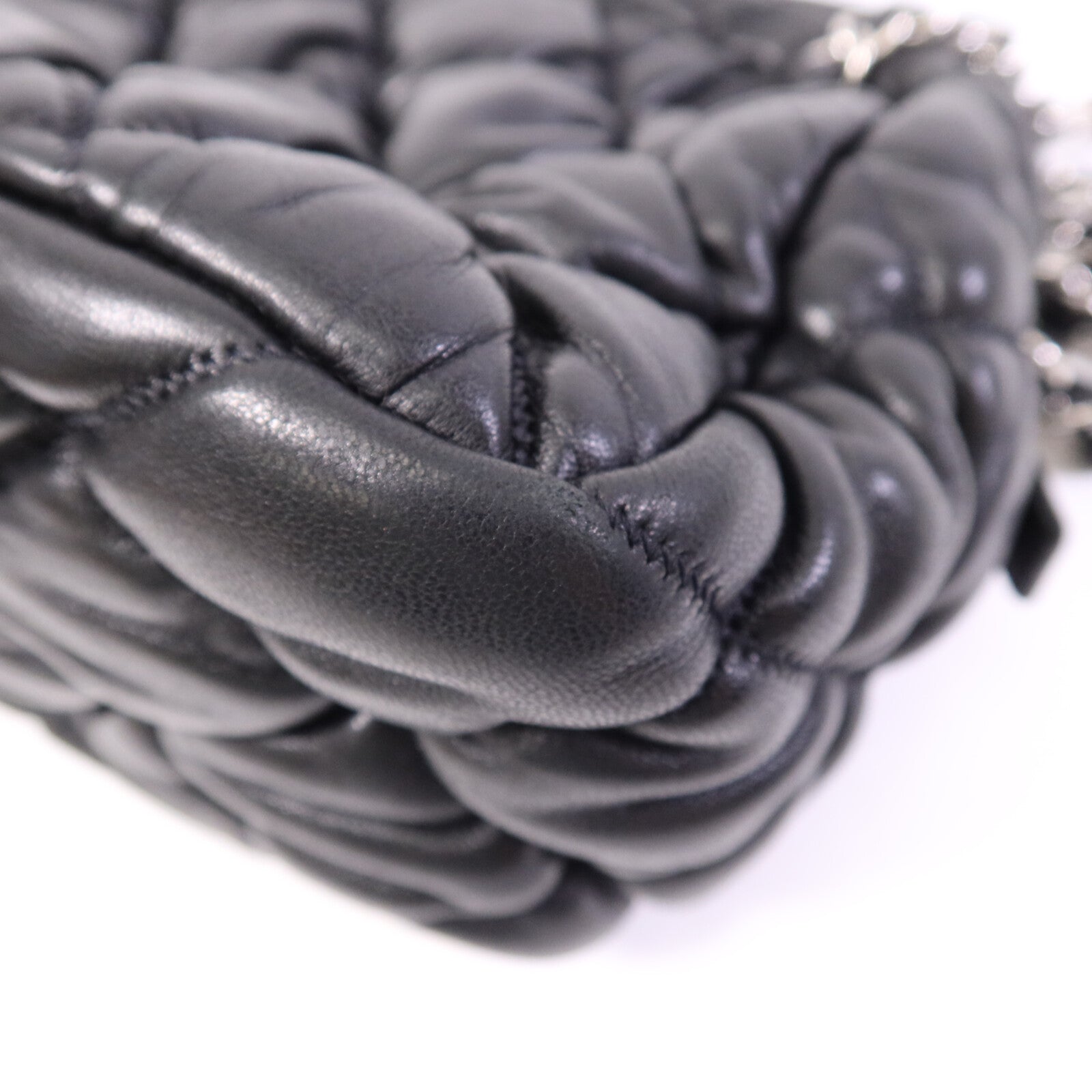 CHANEL 羊皮皮革Chain Shoulder銀扣鏈帶肩背袋