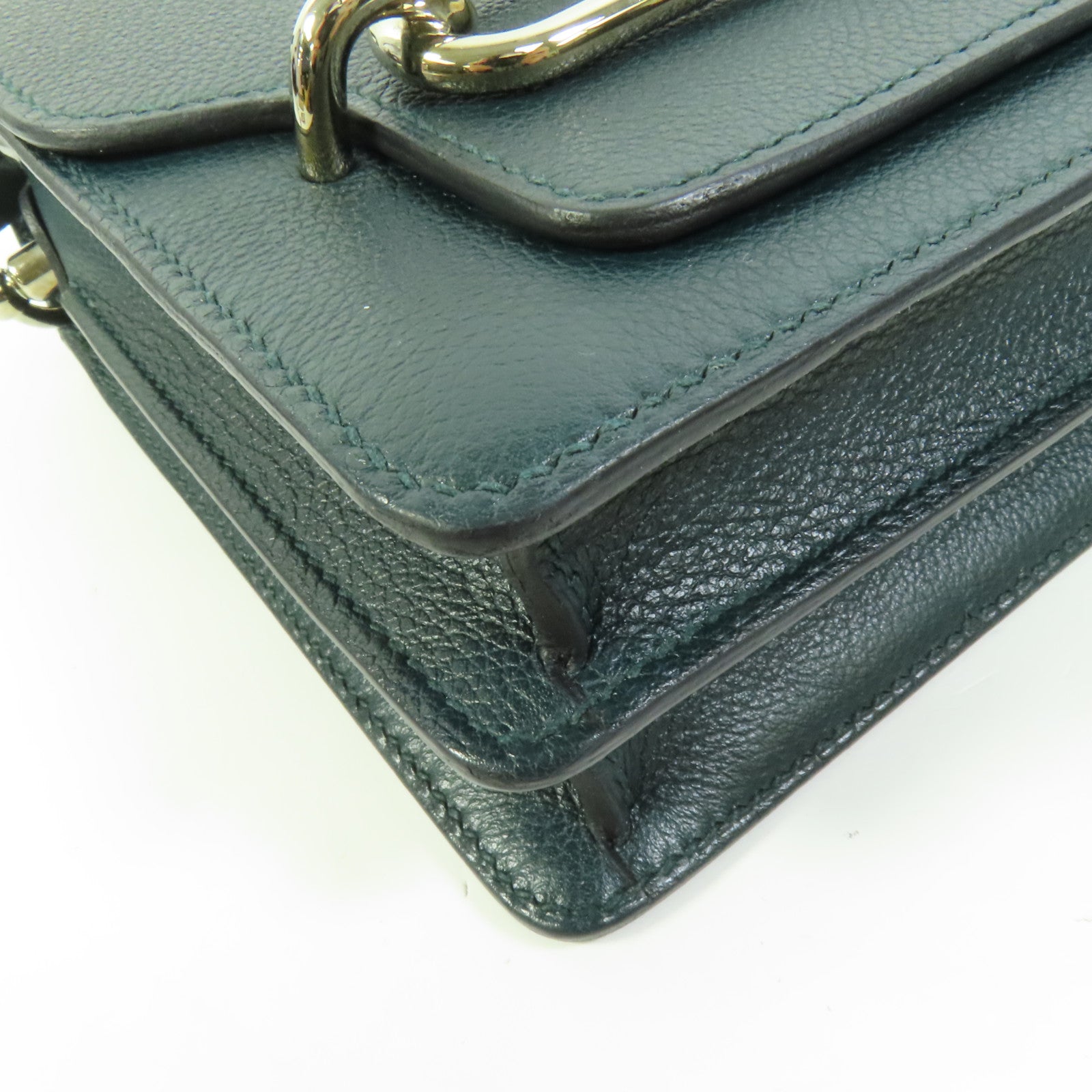HERMES Evercolor皮革Roulis Mini銀扣肩背袋Vert Bosphore