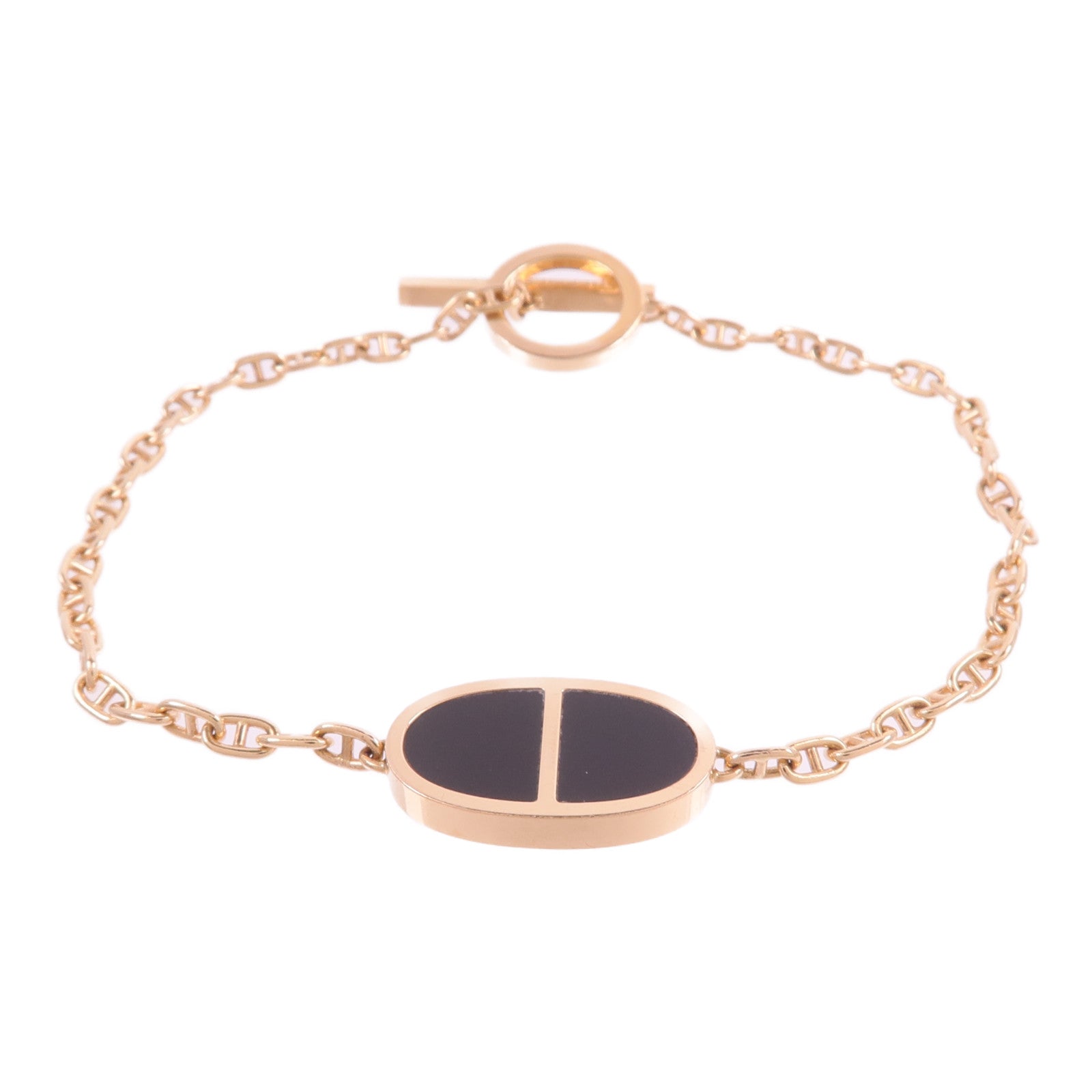 HERMES 18K玫瑰金/陶瓷Chaine d'ancre Verso Bracelet手鏈