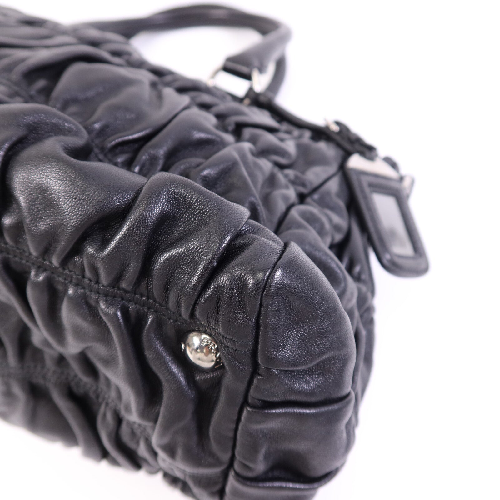 PRADA 羊皮皮革Shoulder Bag銀扣手挽肩背兩用袋