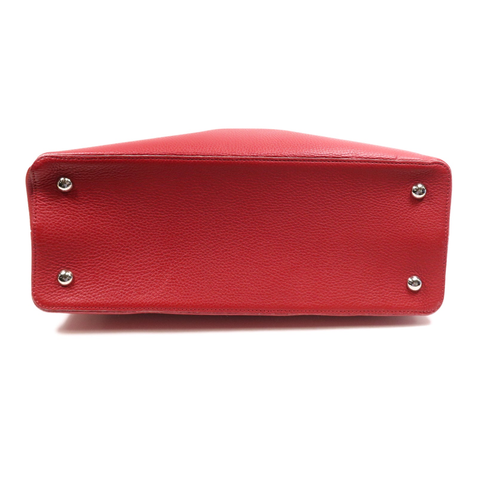 LOUIS VUITTON Taurillon皮革Capucines GM銀扣肩背袋