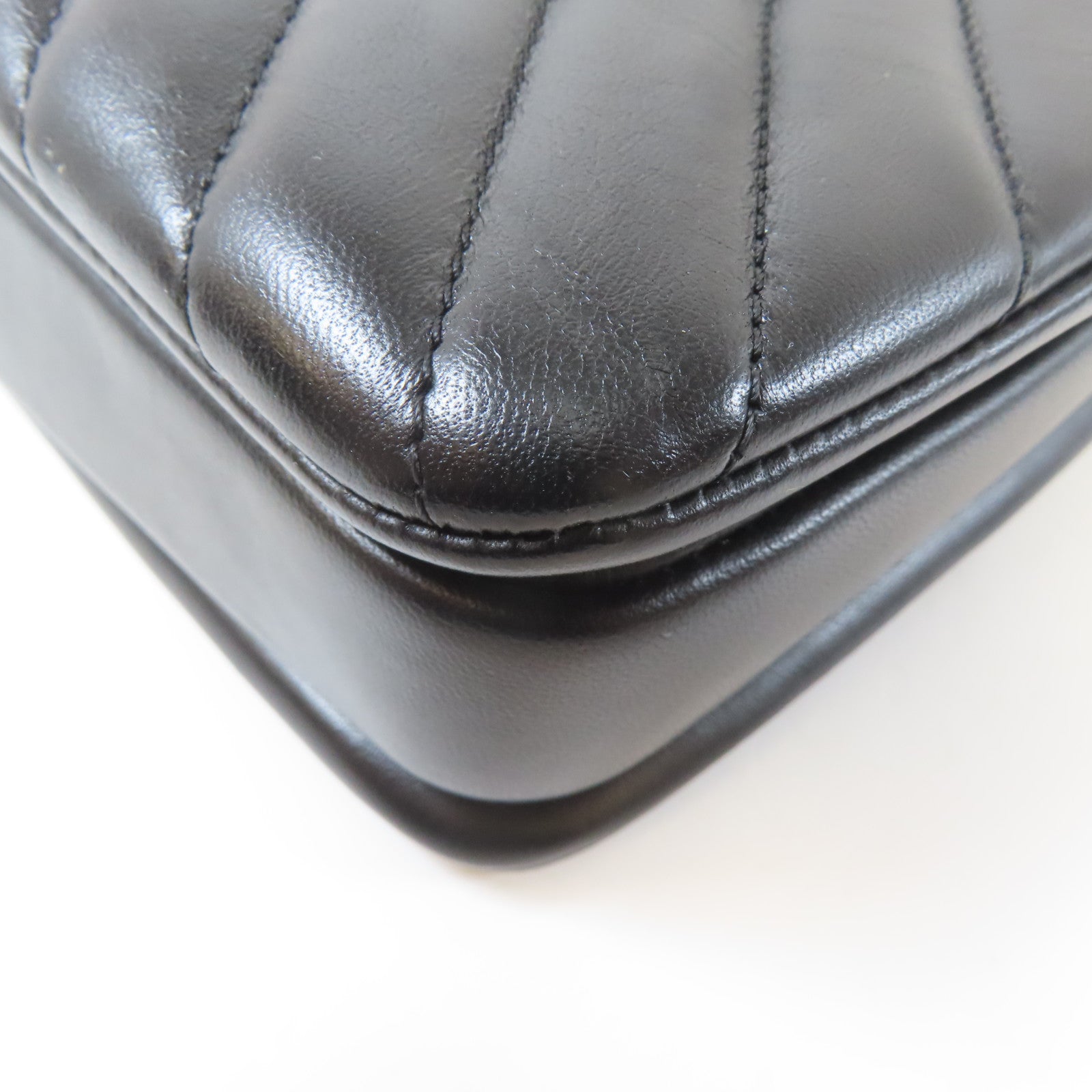 CHANEL 斜紋羊皮皮革Trendy CC金扣鏈帶手挽肩背兩用袋黑色