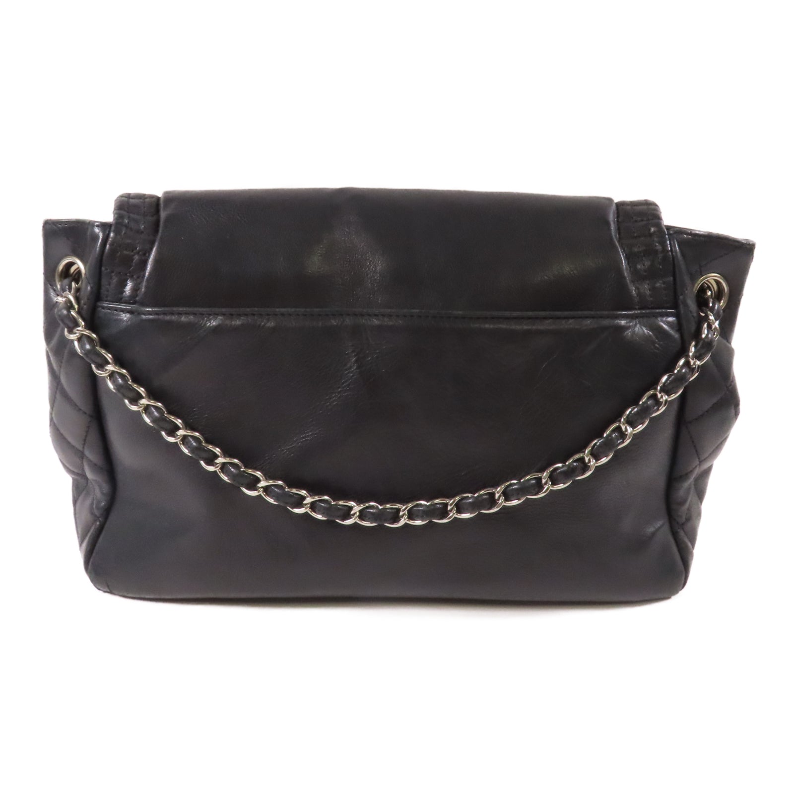 CHANEL 【激減優惠】牛皮皮革Chain Shoulder銀扣鏈帶肩背袋黑色
