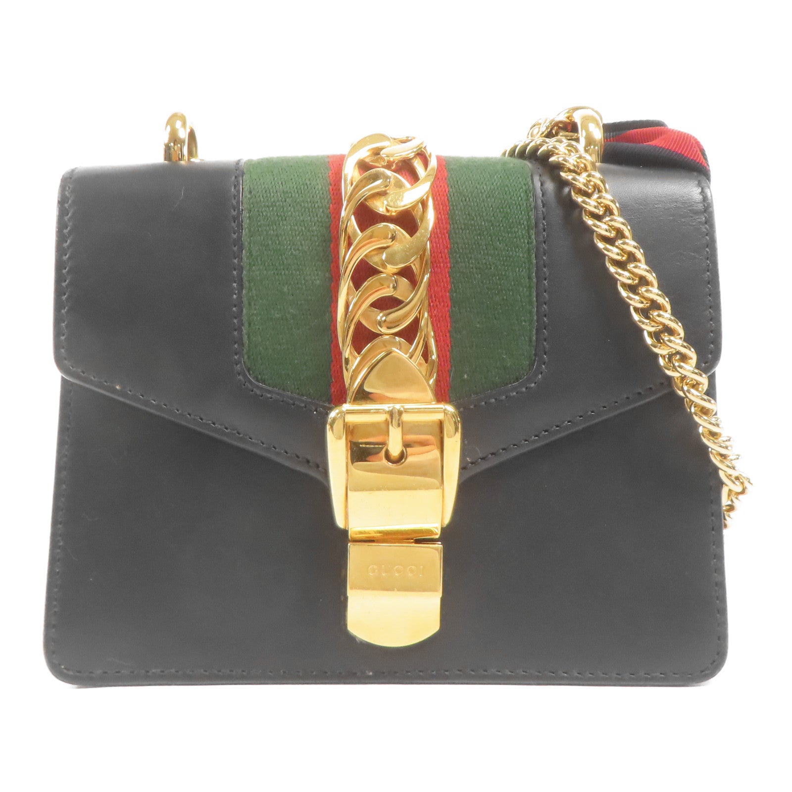 GUCCI 皮革Sylvie Chain Shoulder Bag金扣肩背袋