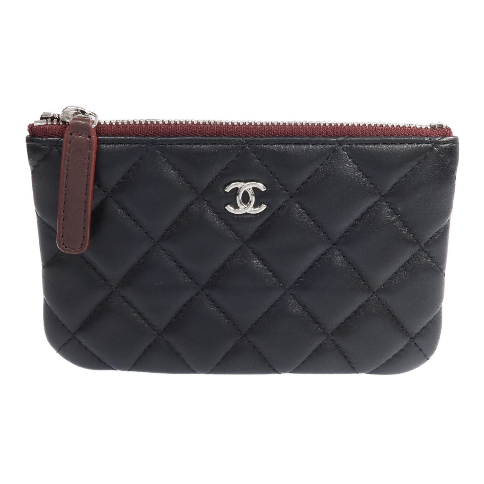 CHANEL 羊皮皮革Mini Pouch銀扣長錢包