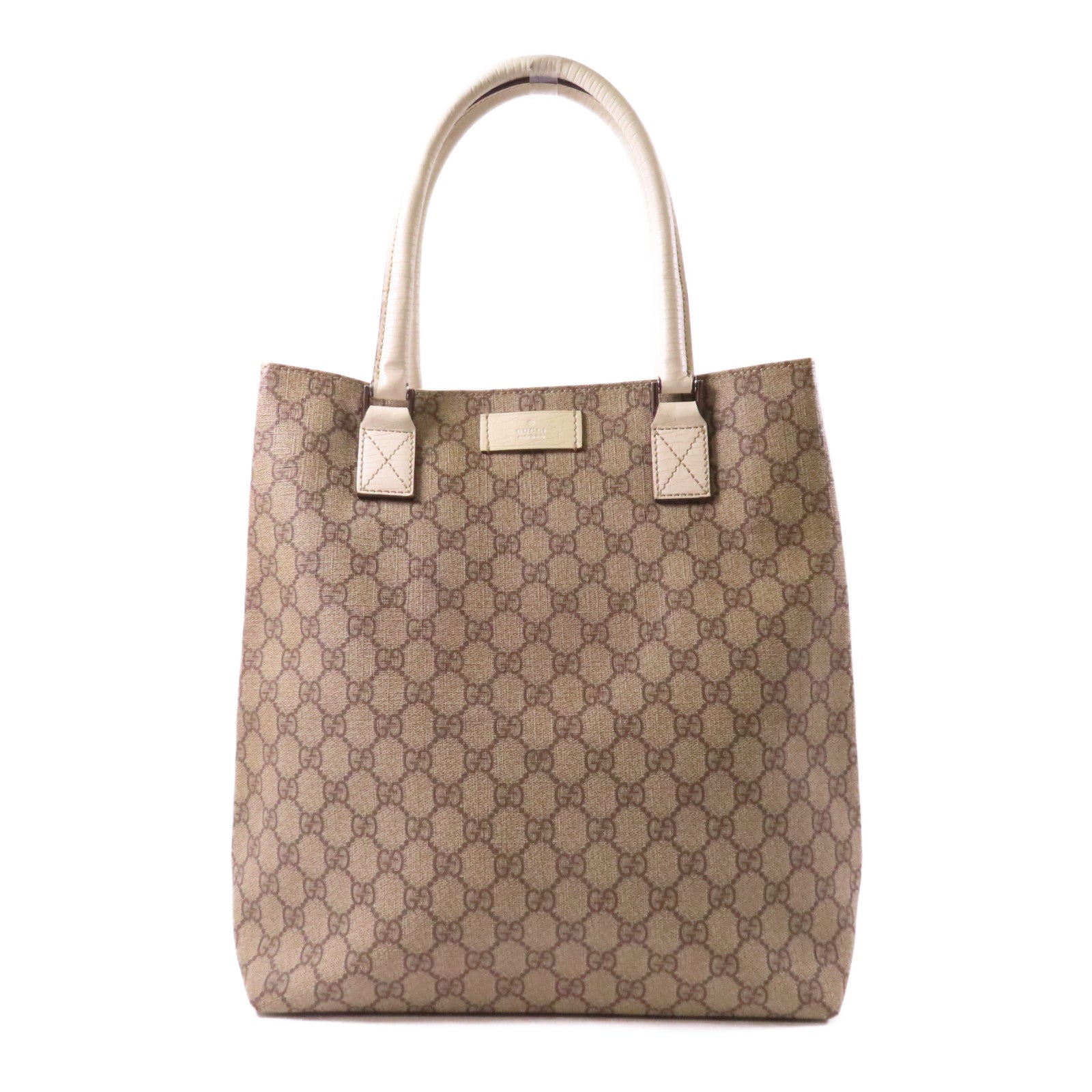 GUCCI 塗層帆布Hand Bag銀扣手挽袋啡色